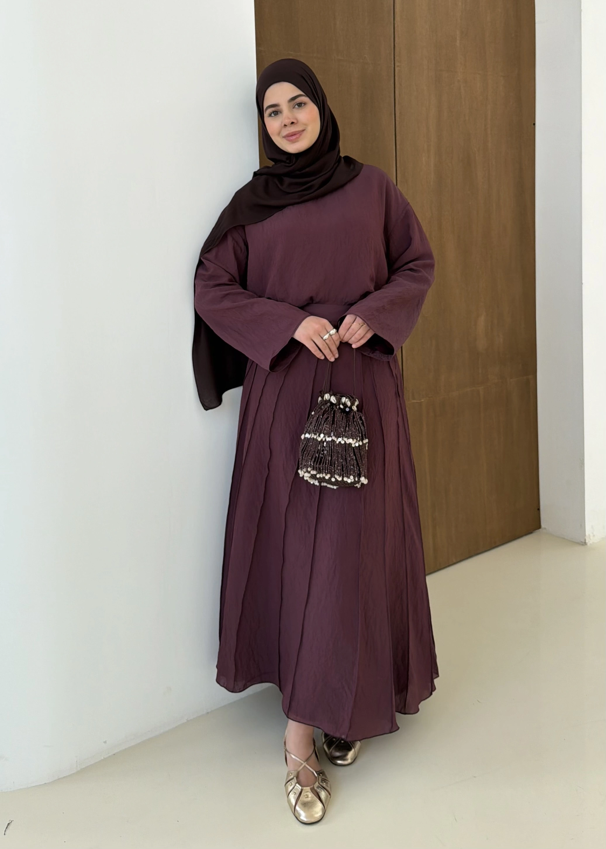 TERS DİKİŞ ETEKLİ TAKIM mürdüm