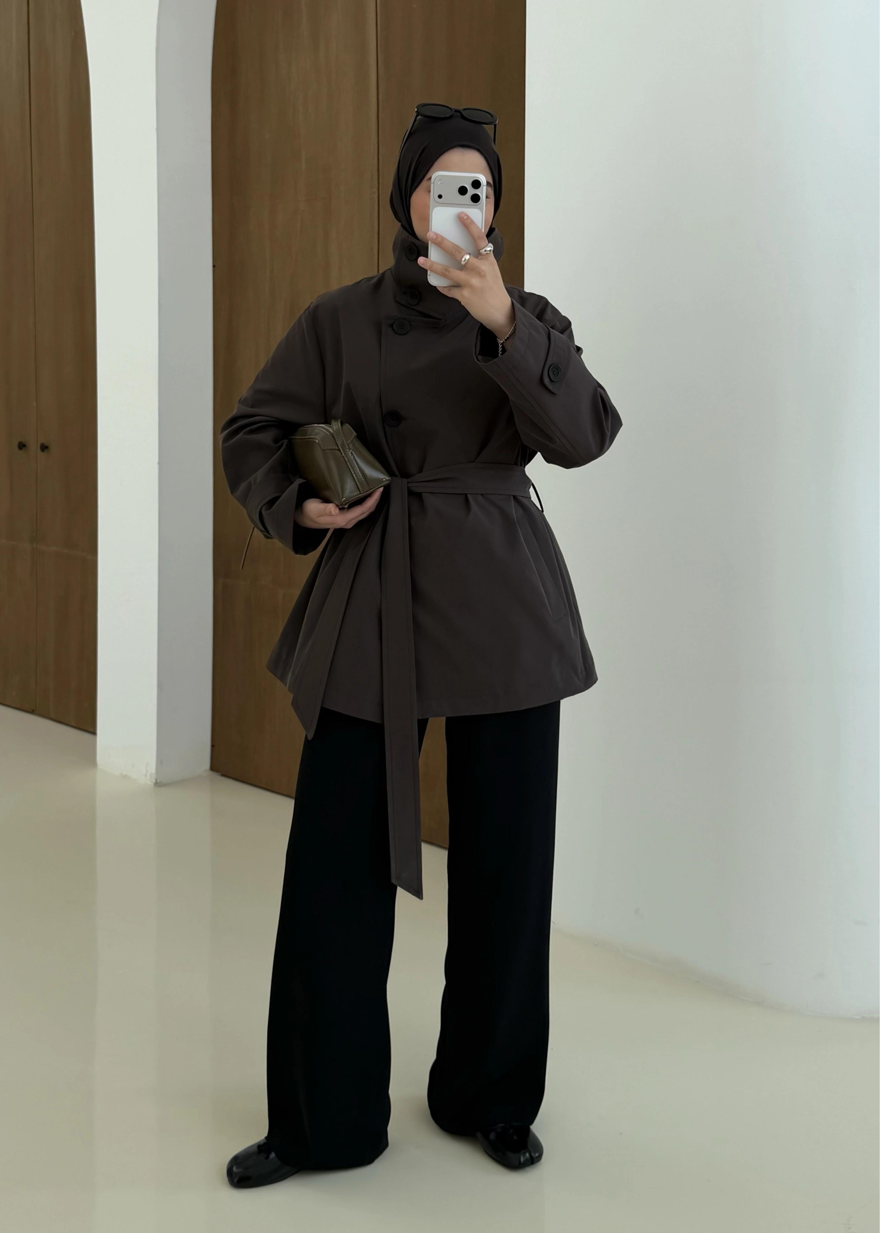 COTON MEVSİMLİK DİK YAKA TRENÇ kahve