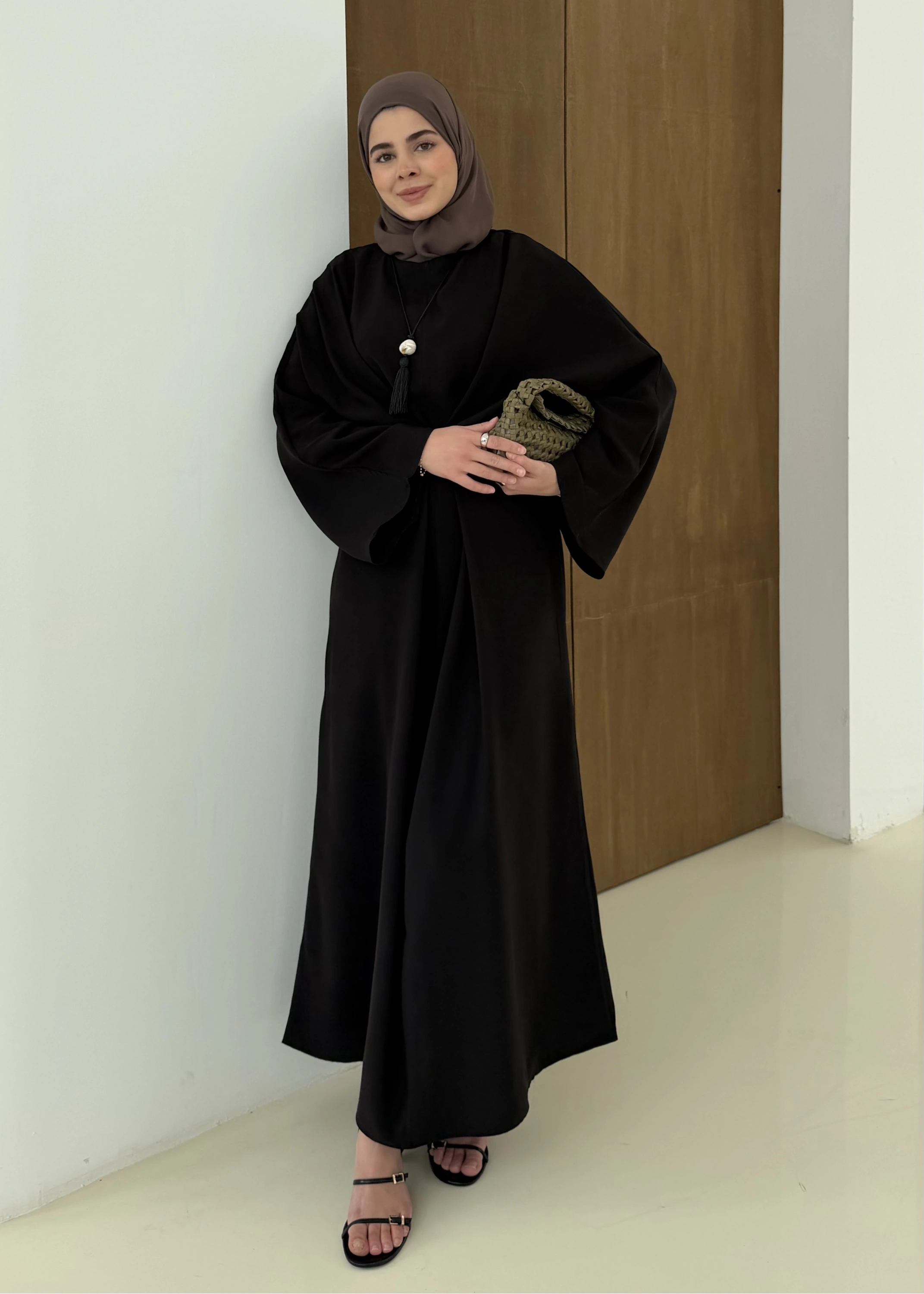 CH YANDAN BAĞLAMALI ZARİF ELBİSE siyah