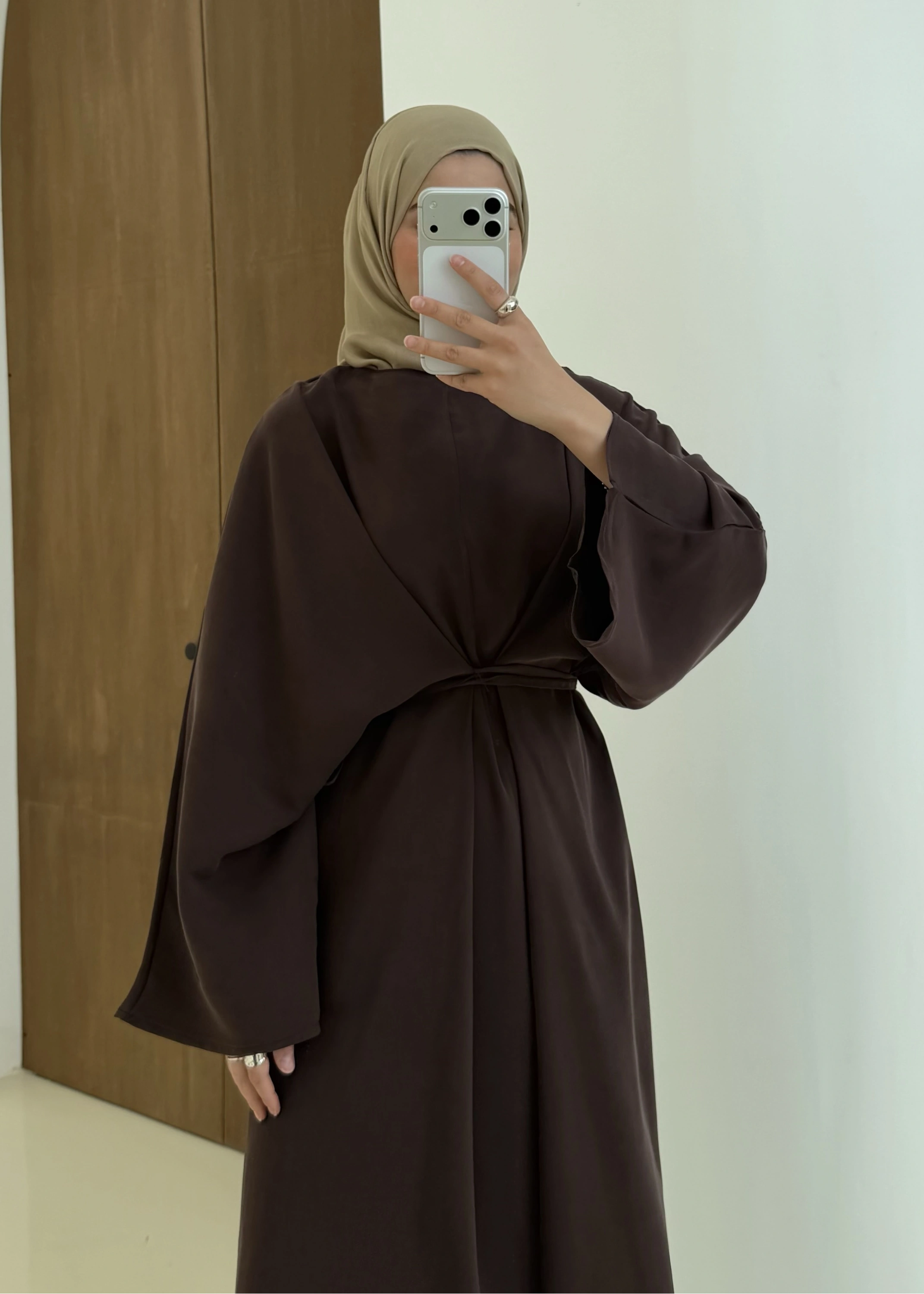 CH YANDAN BAĞLAMALI ZARİF ELBİSE kahve