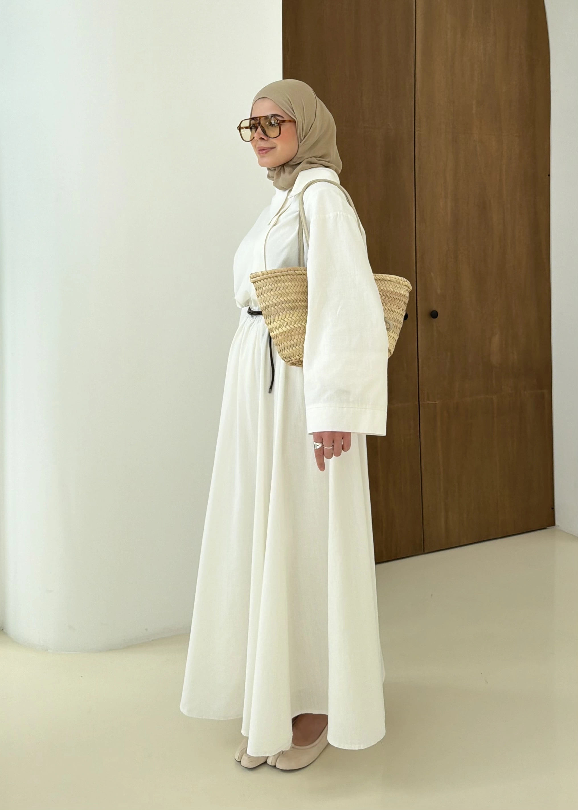 9001TEK DÜĞME KETEN TAKIM beyaz