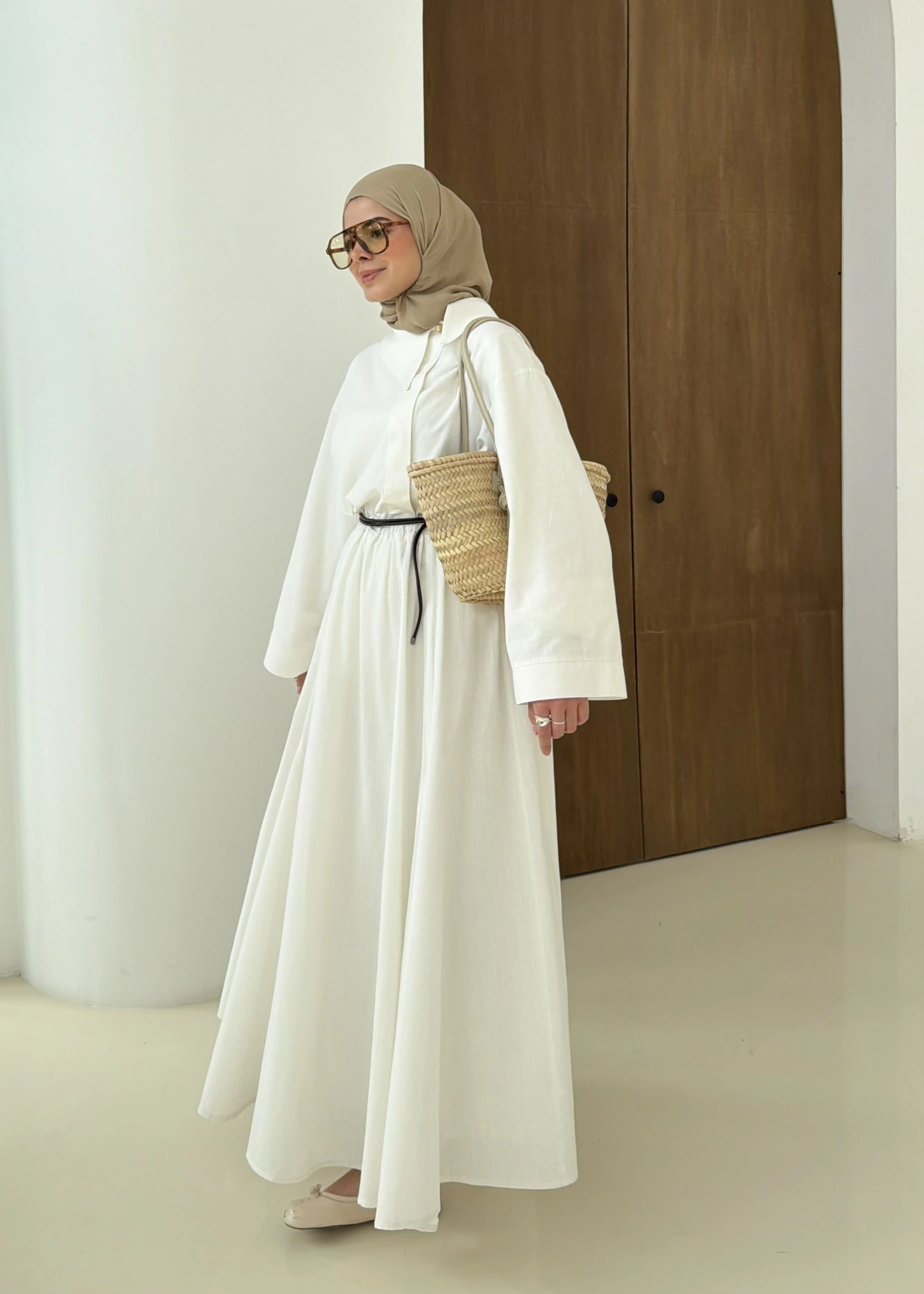 9001TEK DÜĞME KETEN TAKIM beyaz