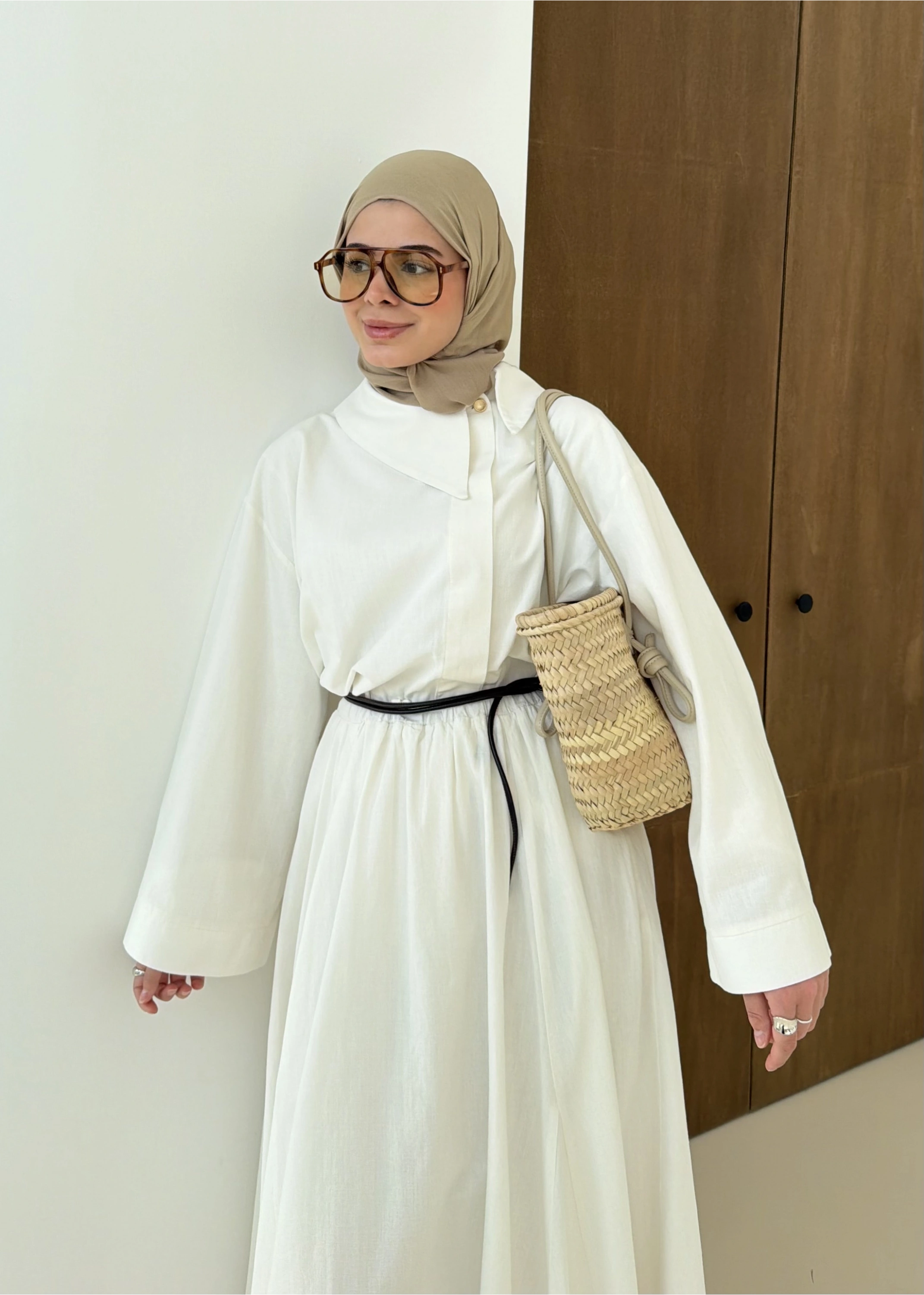 9001TEK DÜĞME KETEN TAKIM beyaz