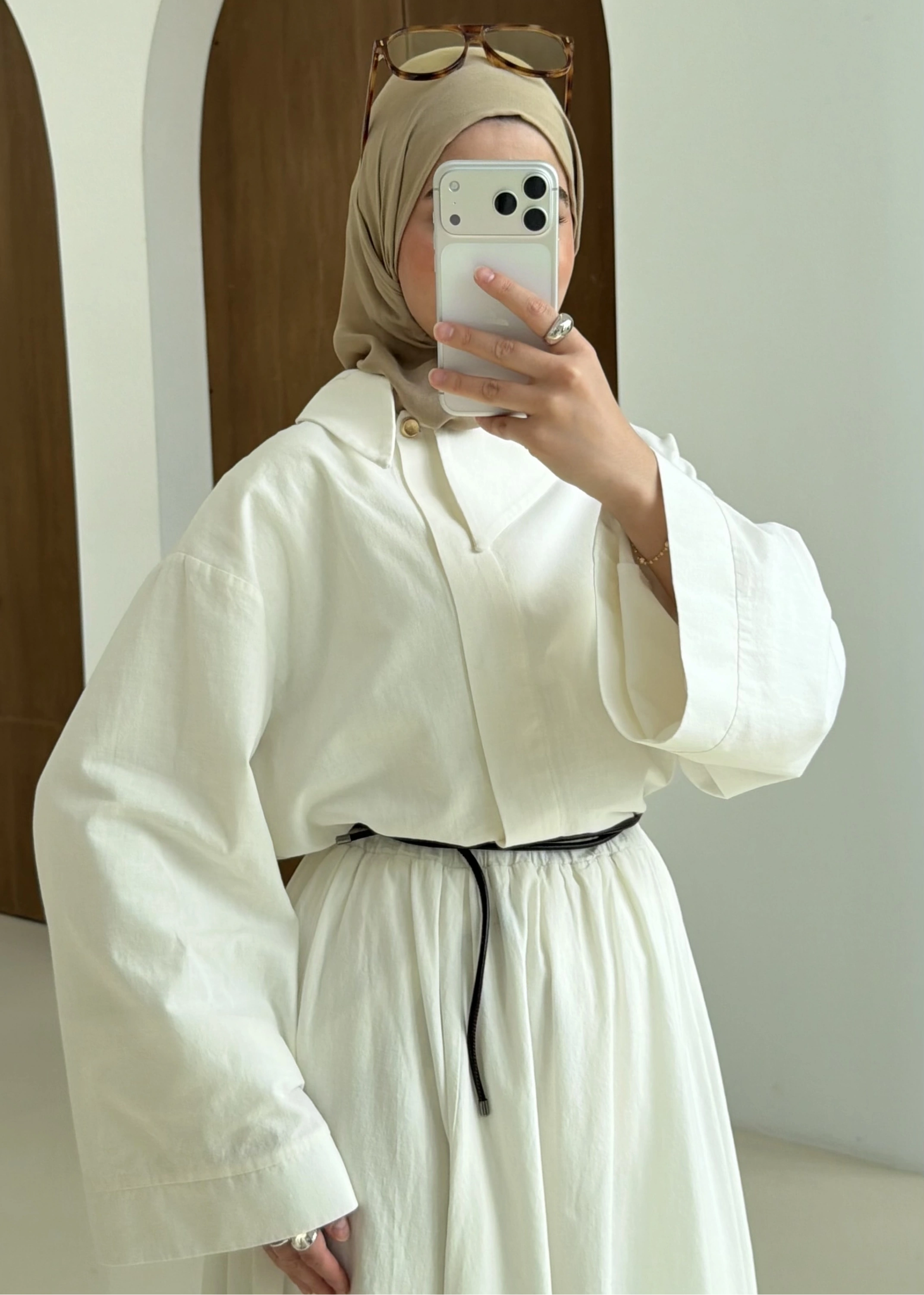 9001TEK DÜĞME KETEN TAKIM beyaz