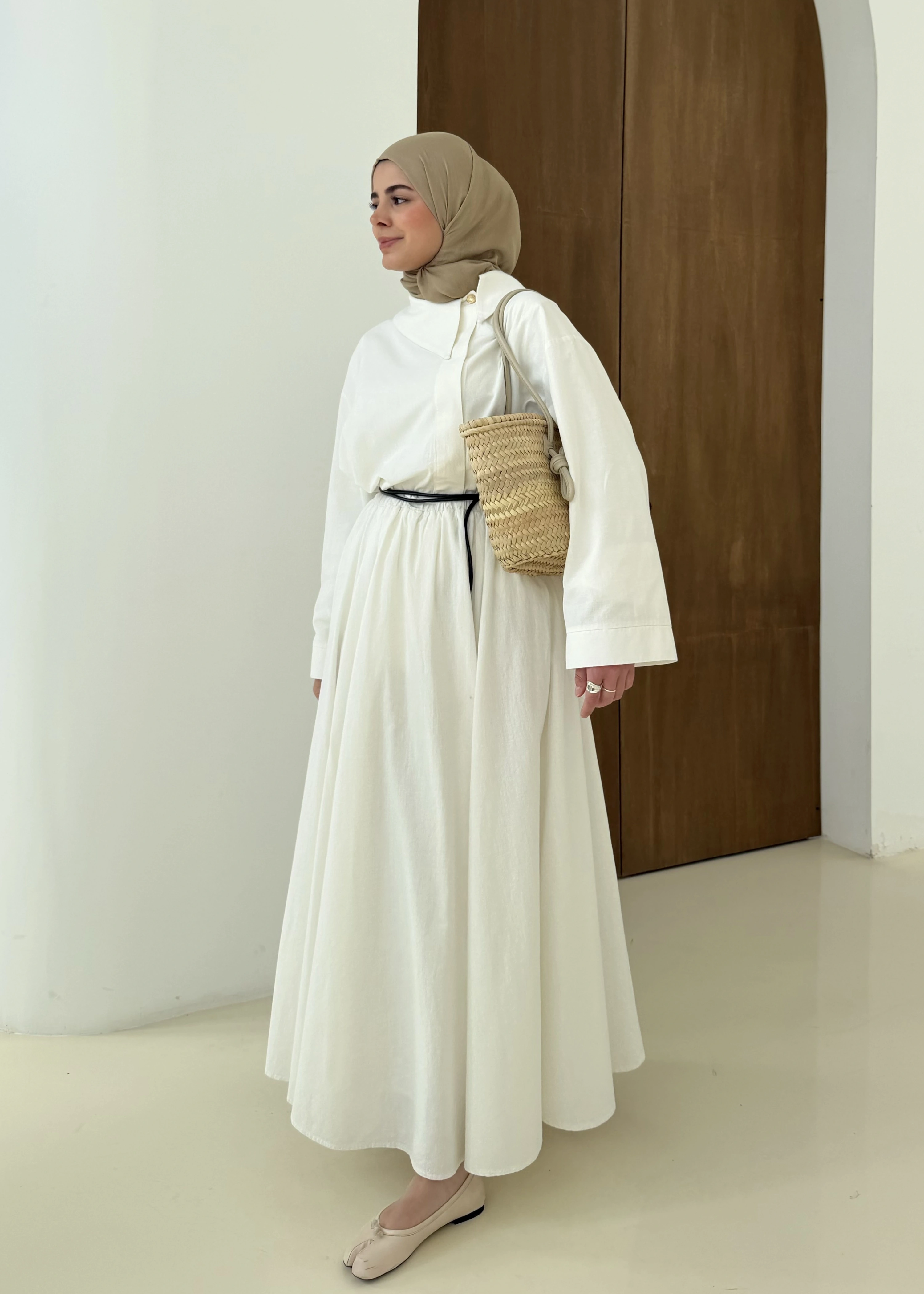 9001TEK DÜĞME KETEN TAKIM beyaz