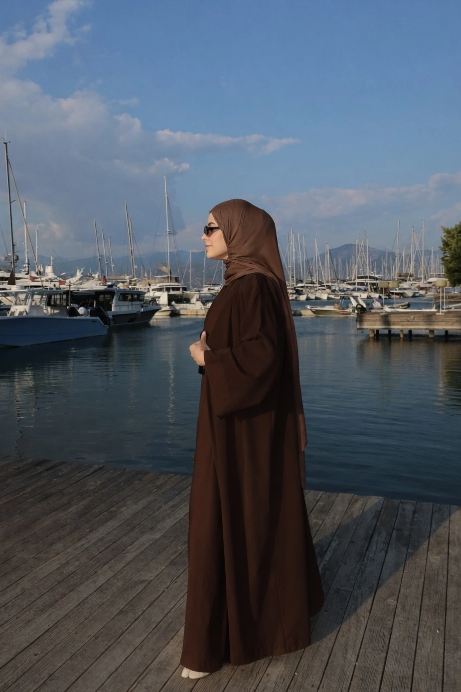 1002 DÖKÜMLÜ TENSEL ABAYA kahve