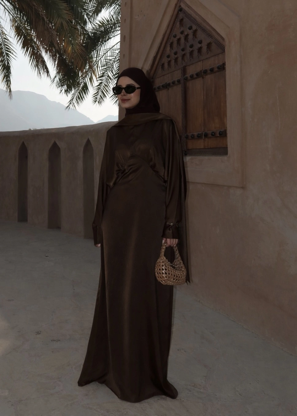 BELDETAY SATEN ELBİSE SU YOLU KAHVE