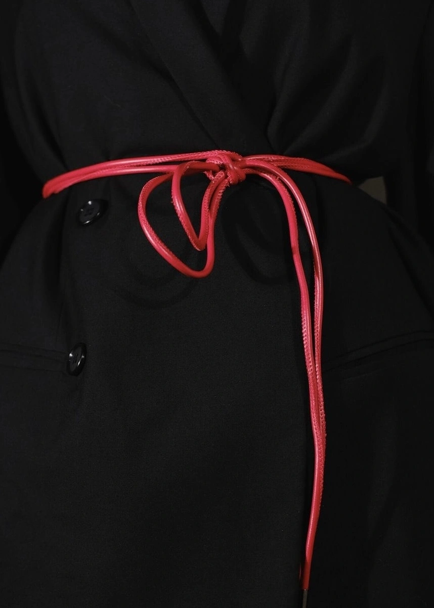 DERİ İP KEMER Kırmızı