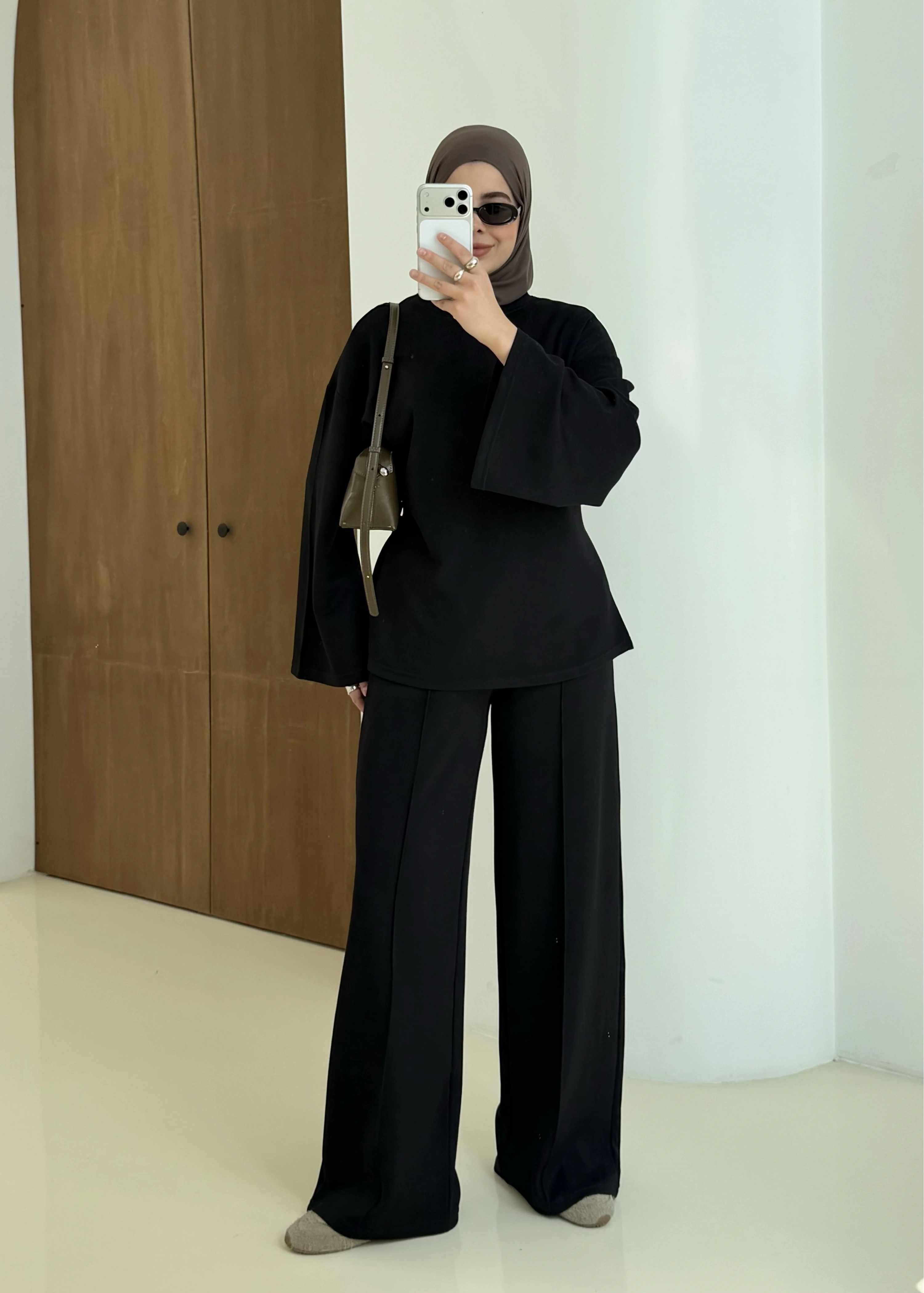 3586 SWEAT TAKIM BEL İPLİ siyah