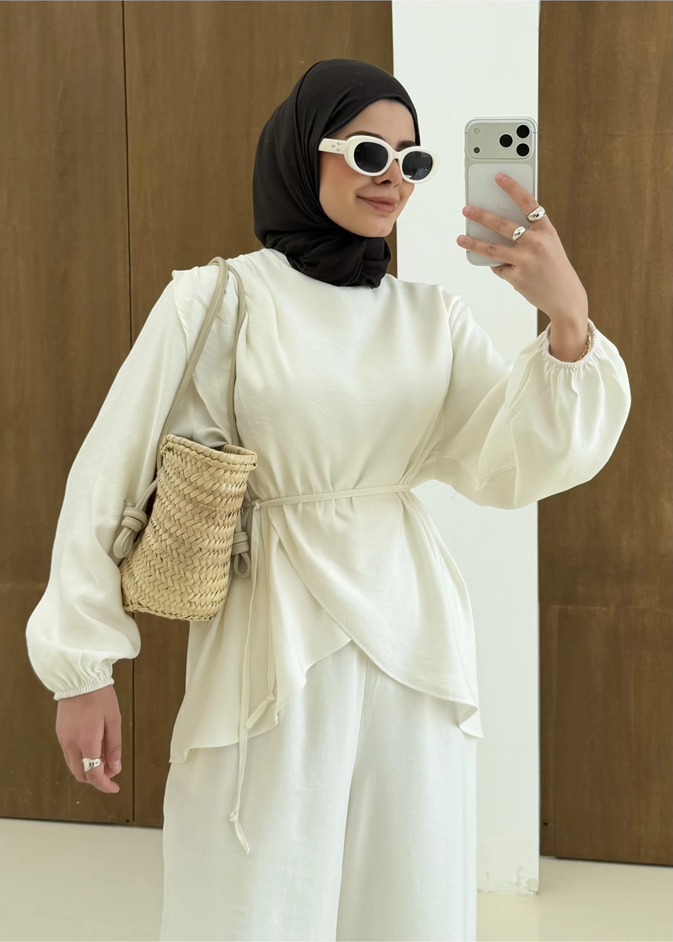 9118 ÇAPRAZ KAPAMALI TAKIM EKRU