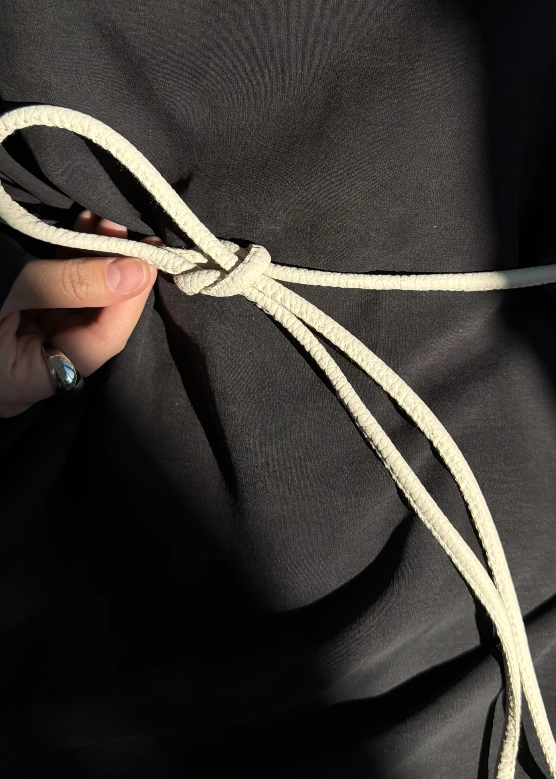 DERİ İP KEMER KREM