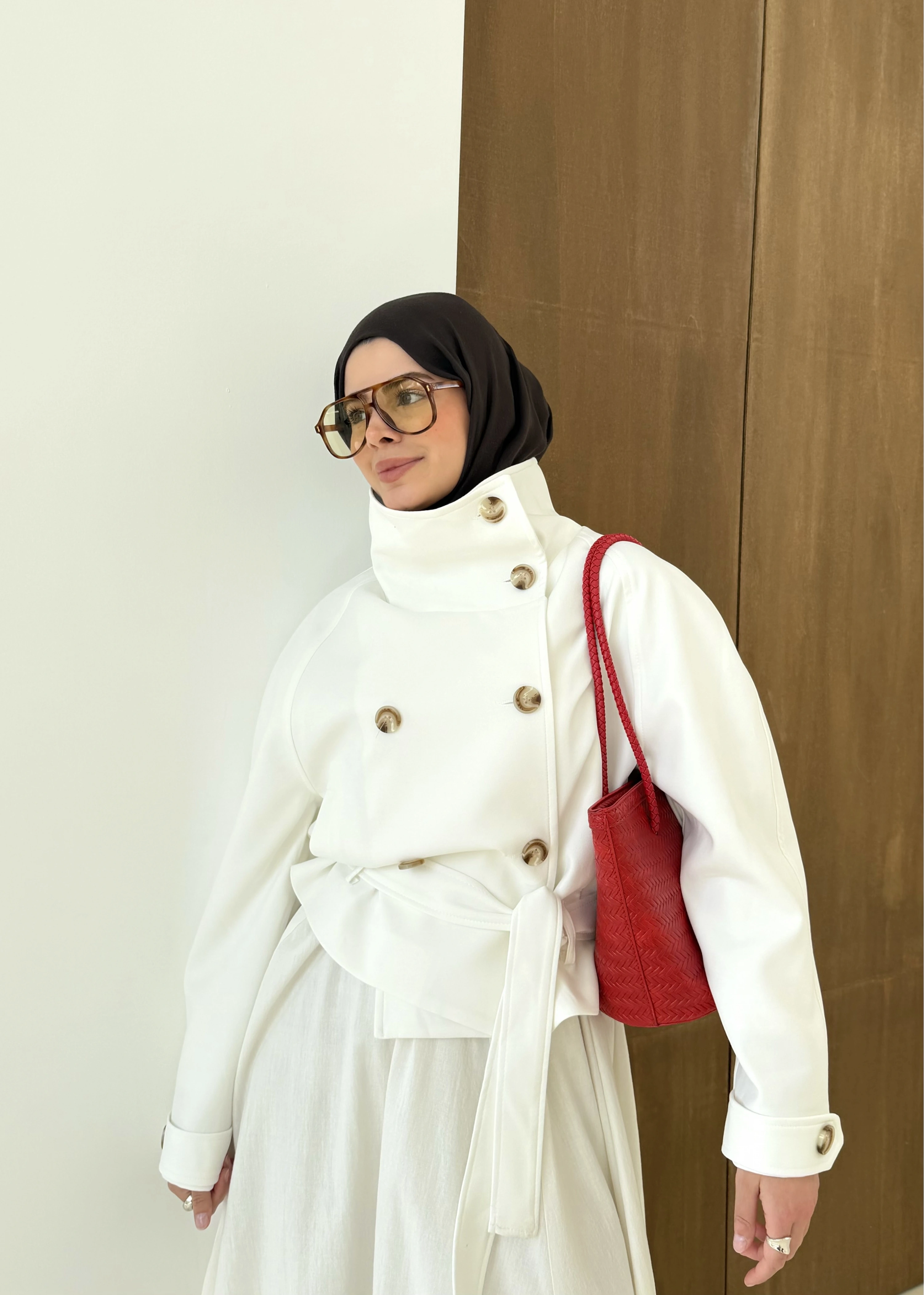 501326 HT DİK YAKA TRENÇ BEYAZ