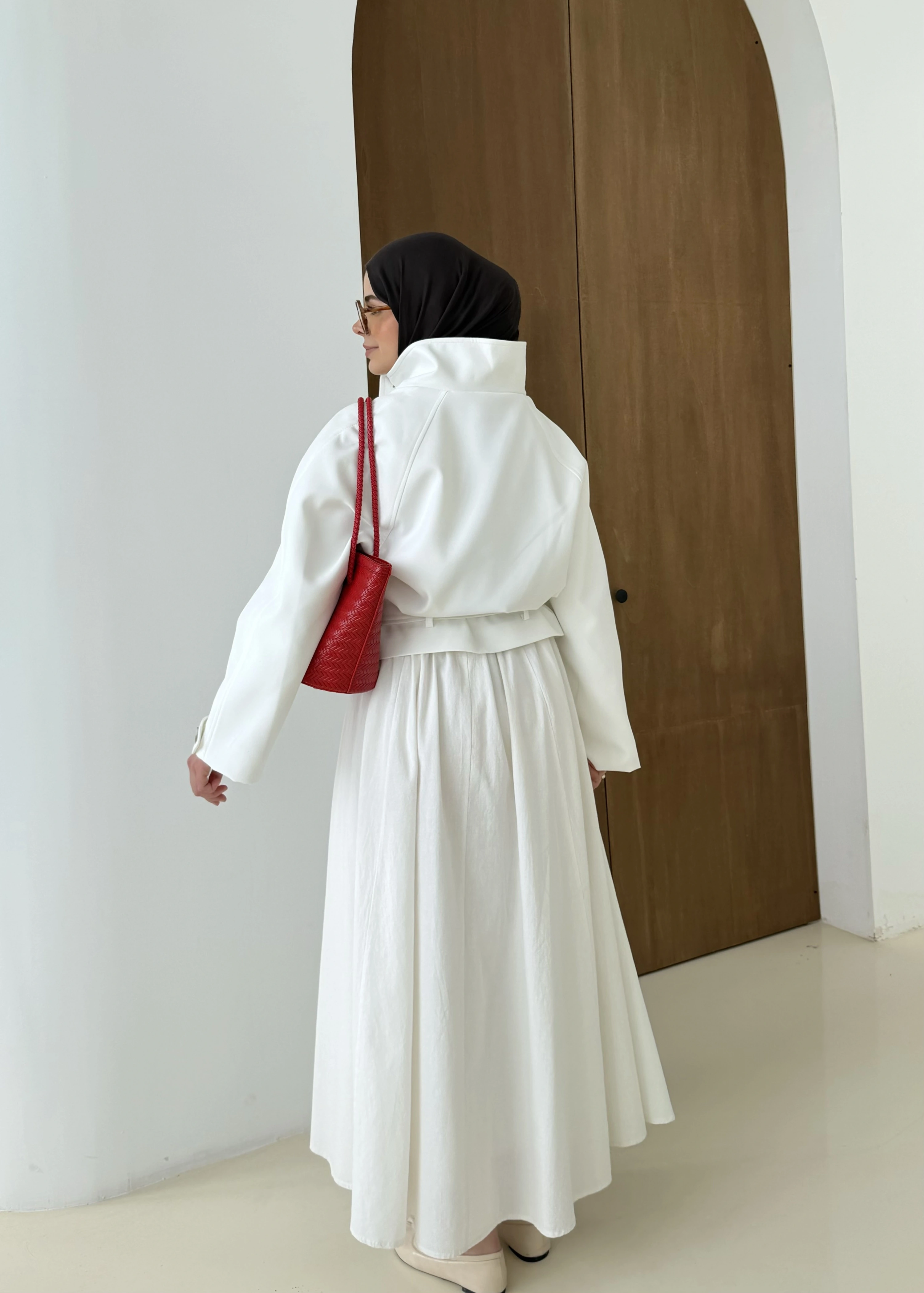 501326 HT DİK YAKA TRENÇ BEYAZ