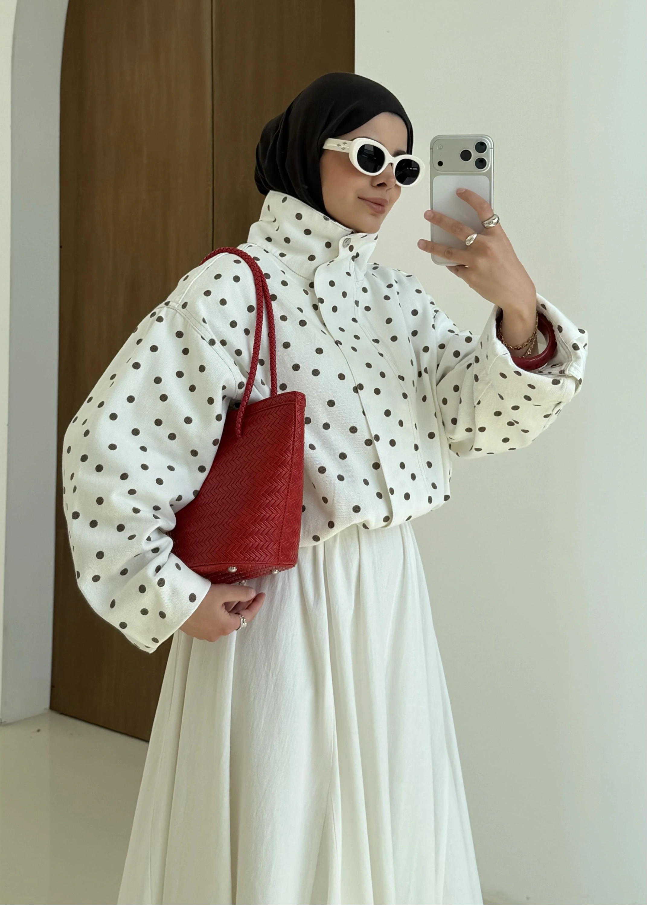 KAHVERENGİ PUANTİYE GABARDİN CEKET