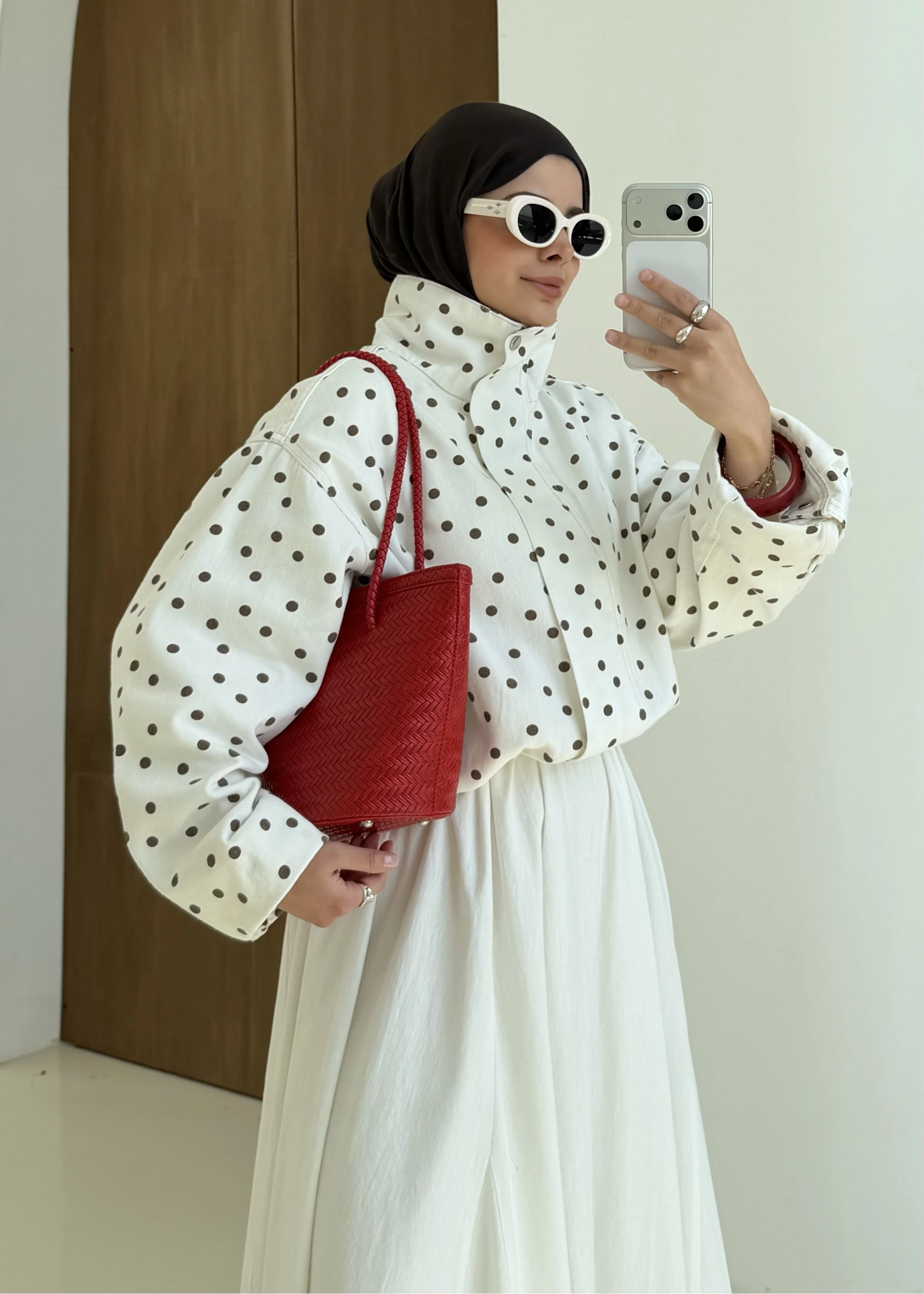 KAHVERENGİ PUANTİYE GABARDİN CEKET