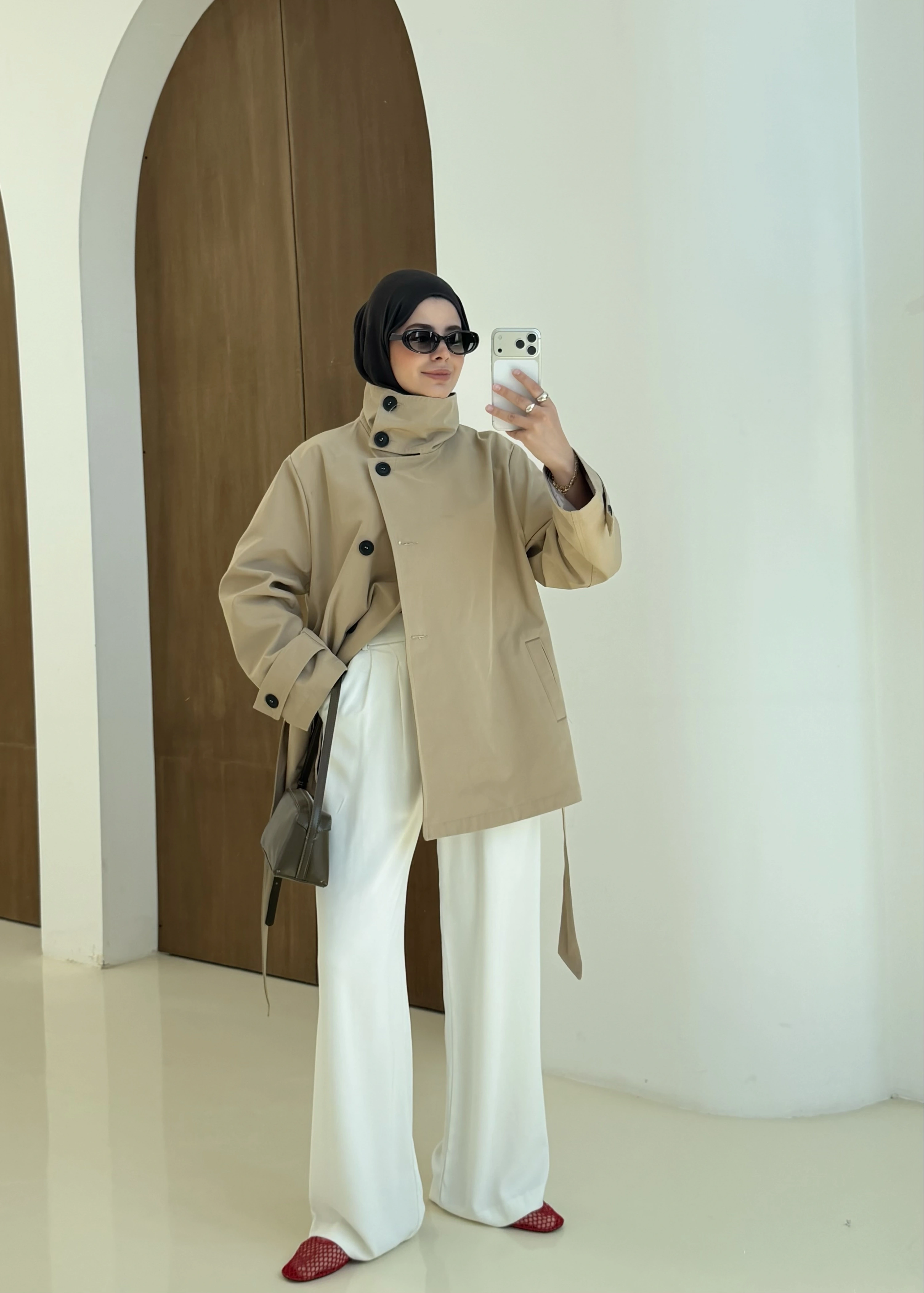 COTON MEVSİMLİK DİK YAKA TRENÇ BEJ