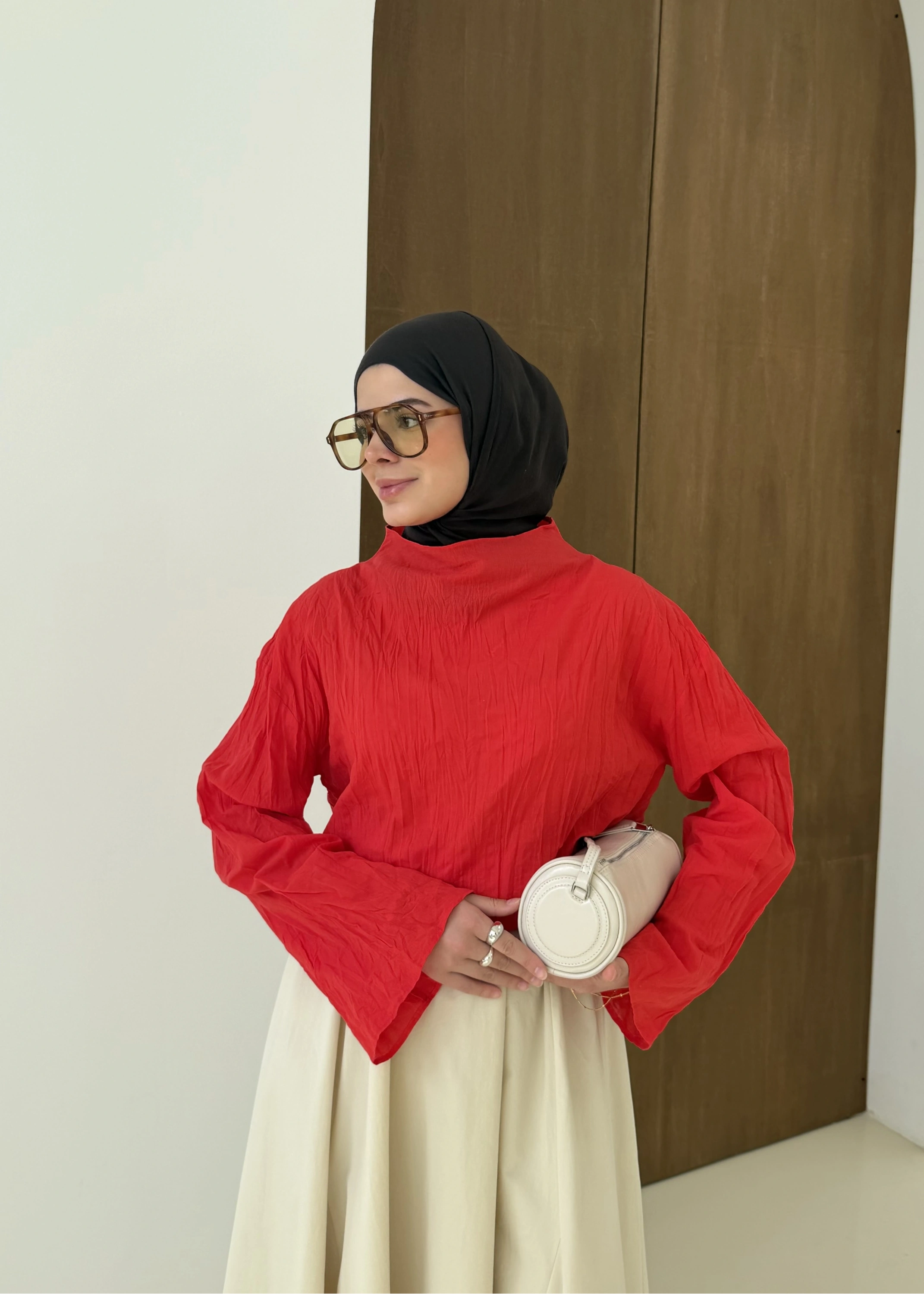 DİK YAKA VUAL GÖMLEK kırmızı