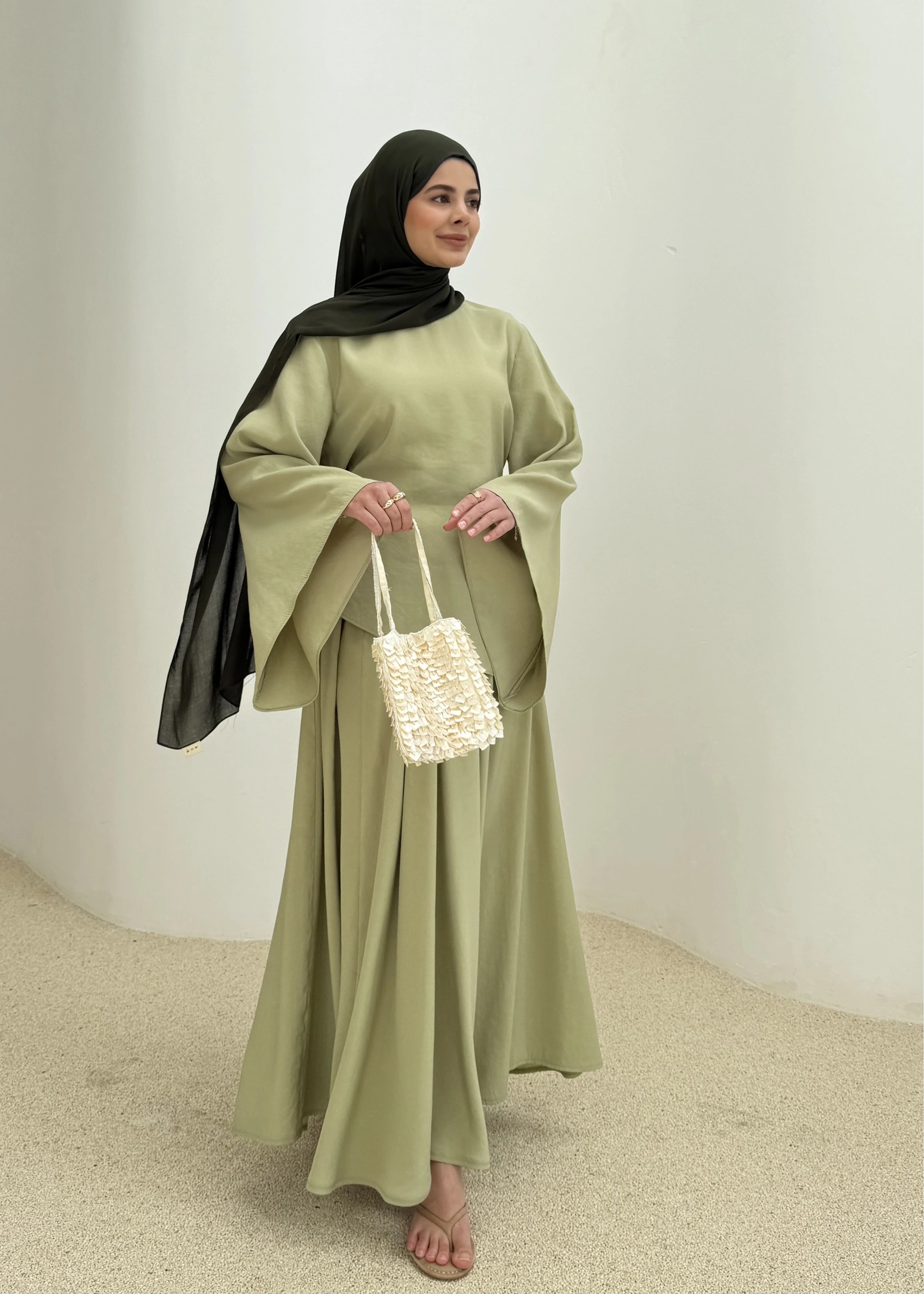 7146 İKİLİ ETEK TAKIM ÇAĞLA YEŞİL