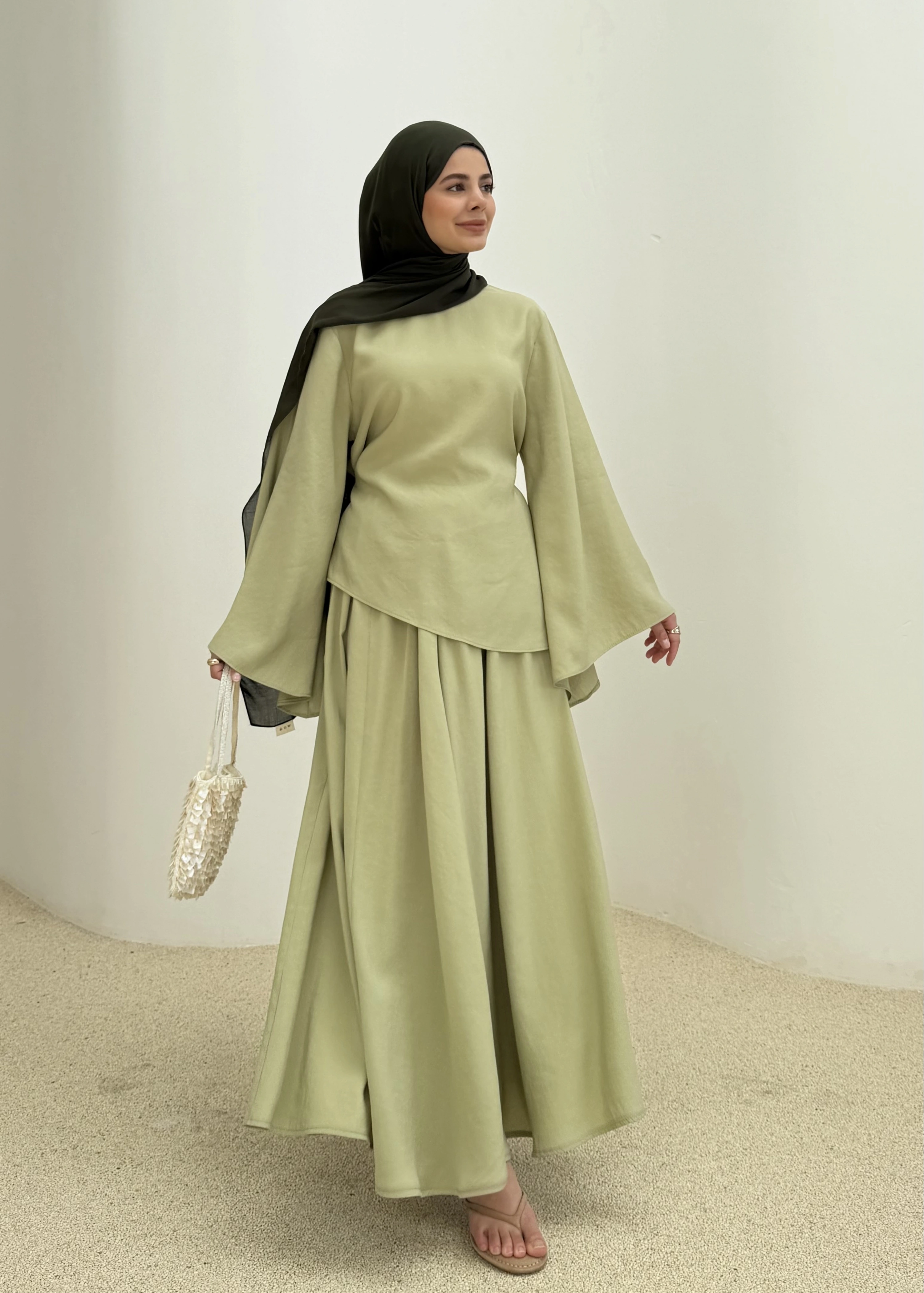 7146 İKİLİ ETEK TAKIM ÇAĞLA YEŞİL