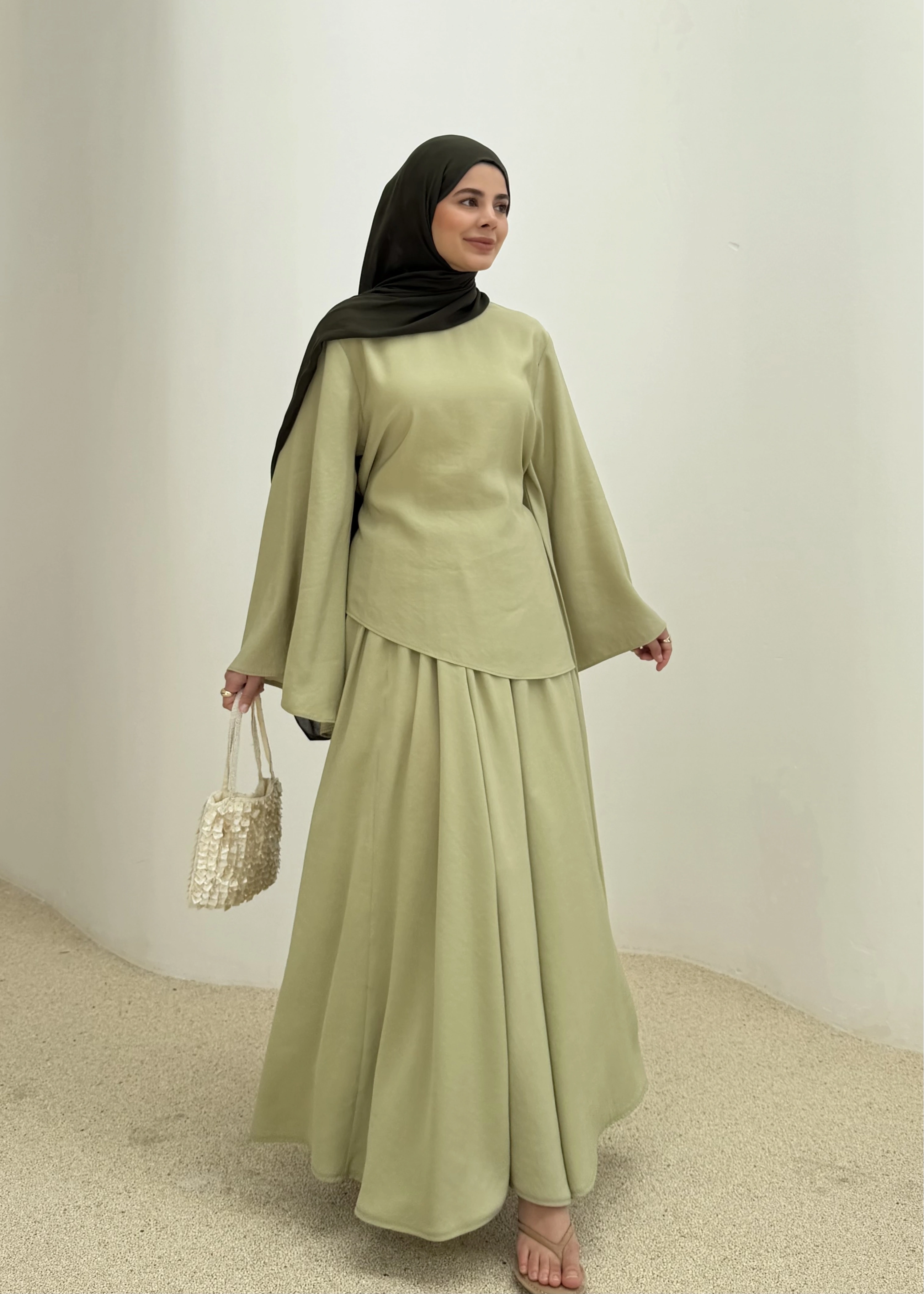 7146 İKİLİ ETEK TAKIM ÇAĞLA YEŞİL