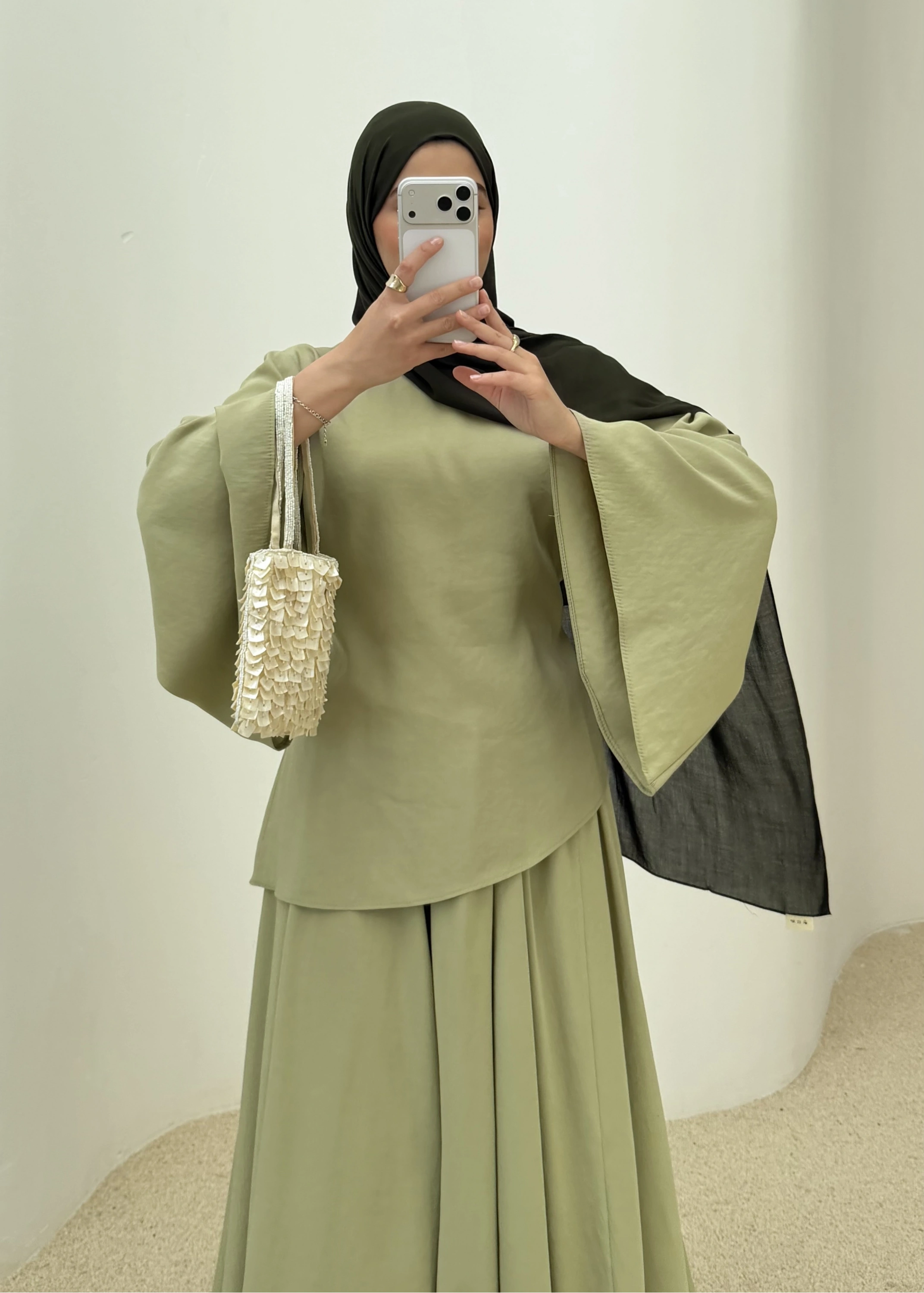 7146 İKİLİ ETEK TAKIM ÇAĞLA YEŞİL