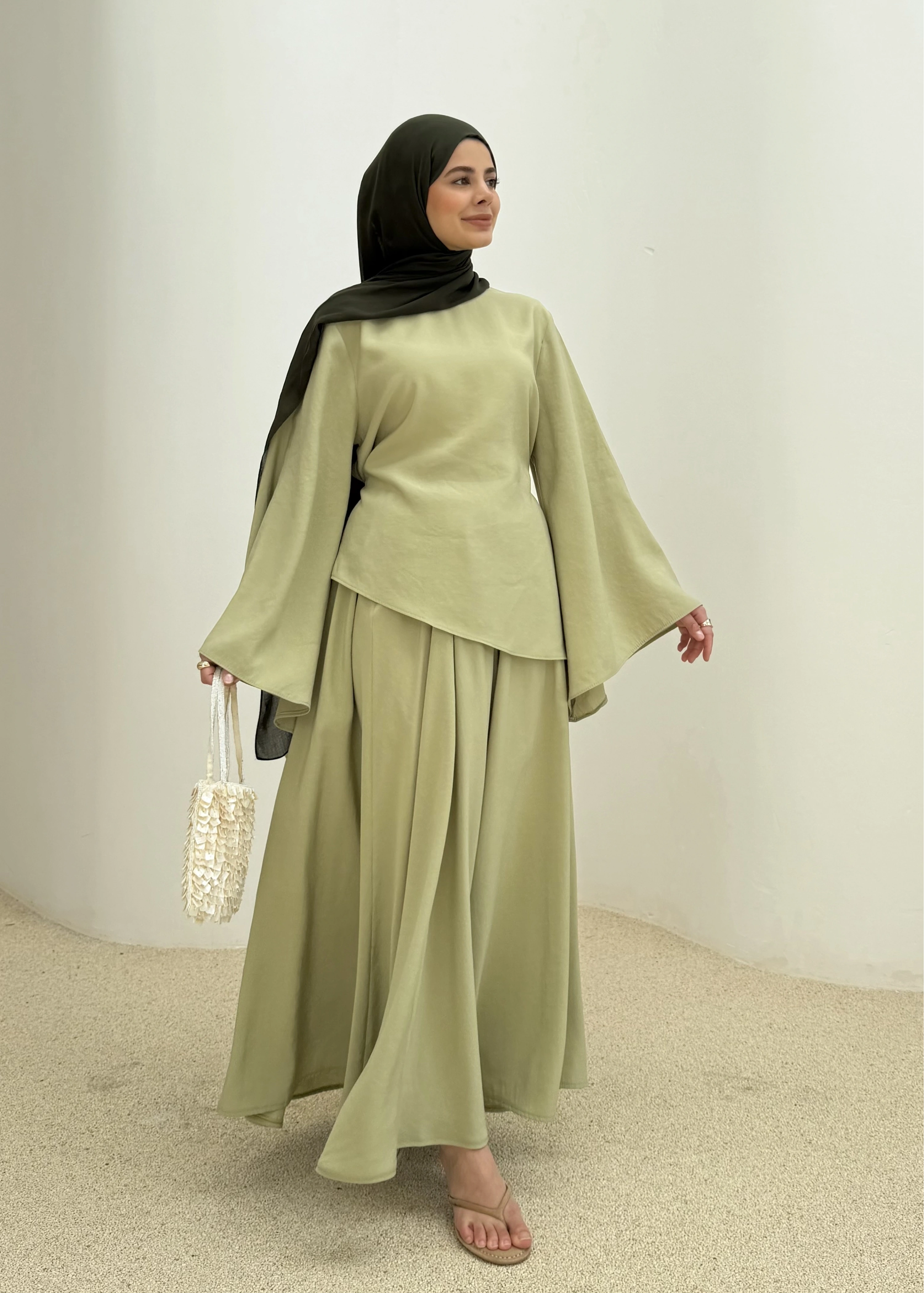 7146 İKİLİ ETEK TAKIM ÇAĞLA YEŞİL