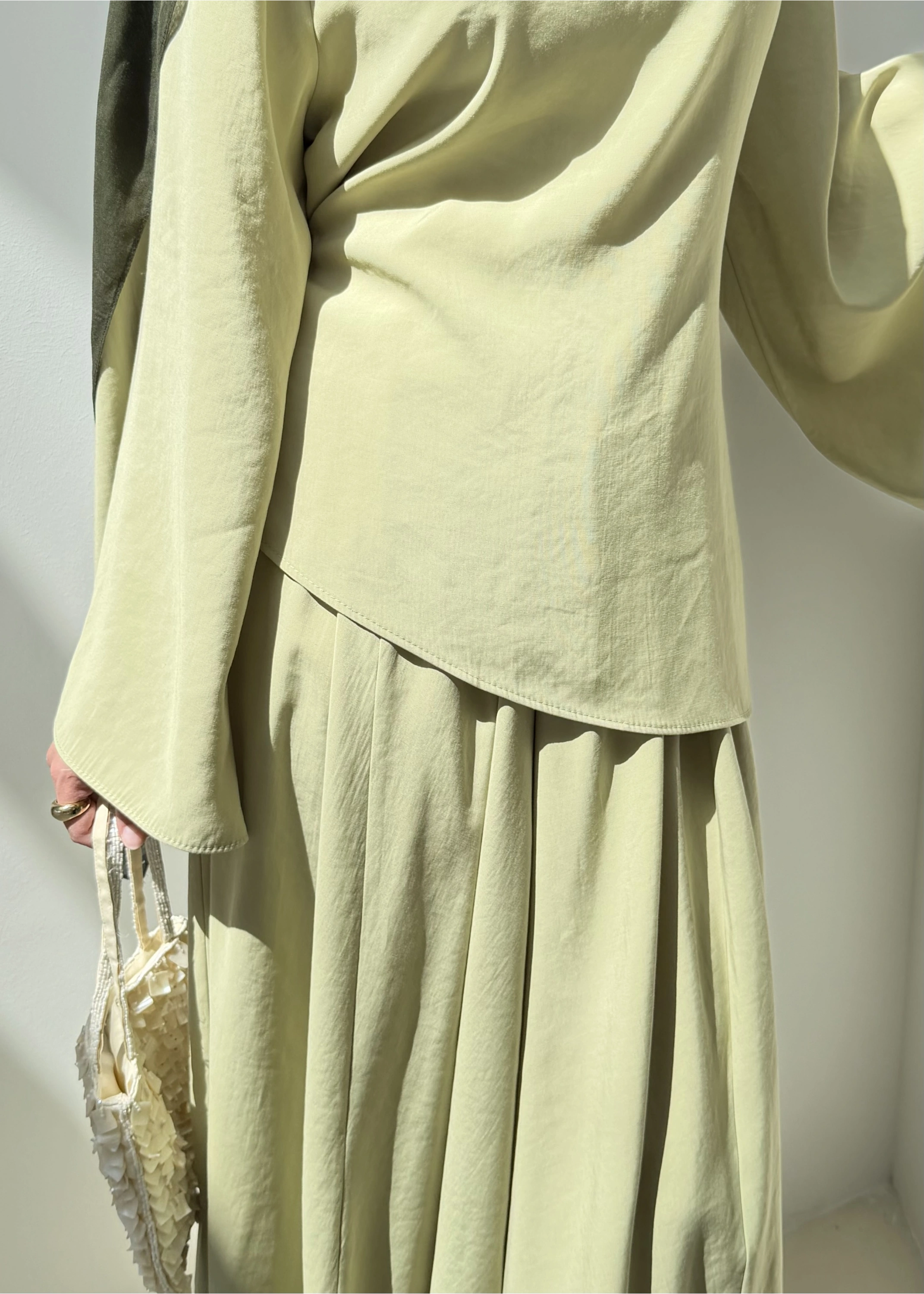 7146 İKİLİ ETEK TAKIM ÇAĞLA YEŞİL