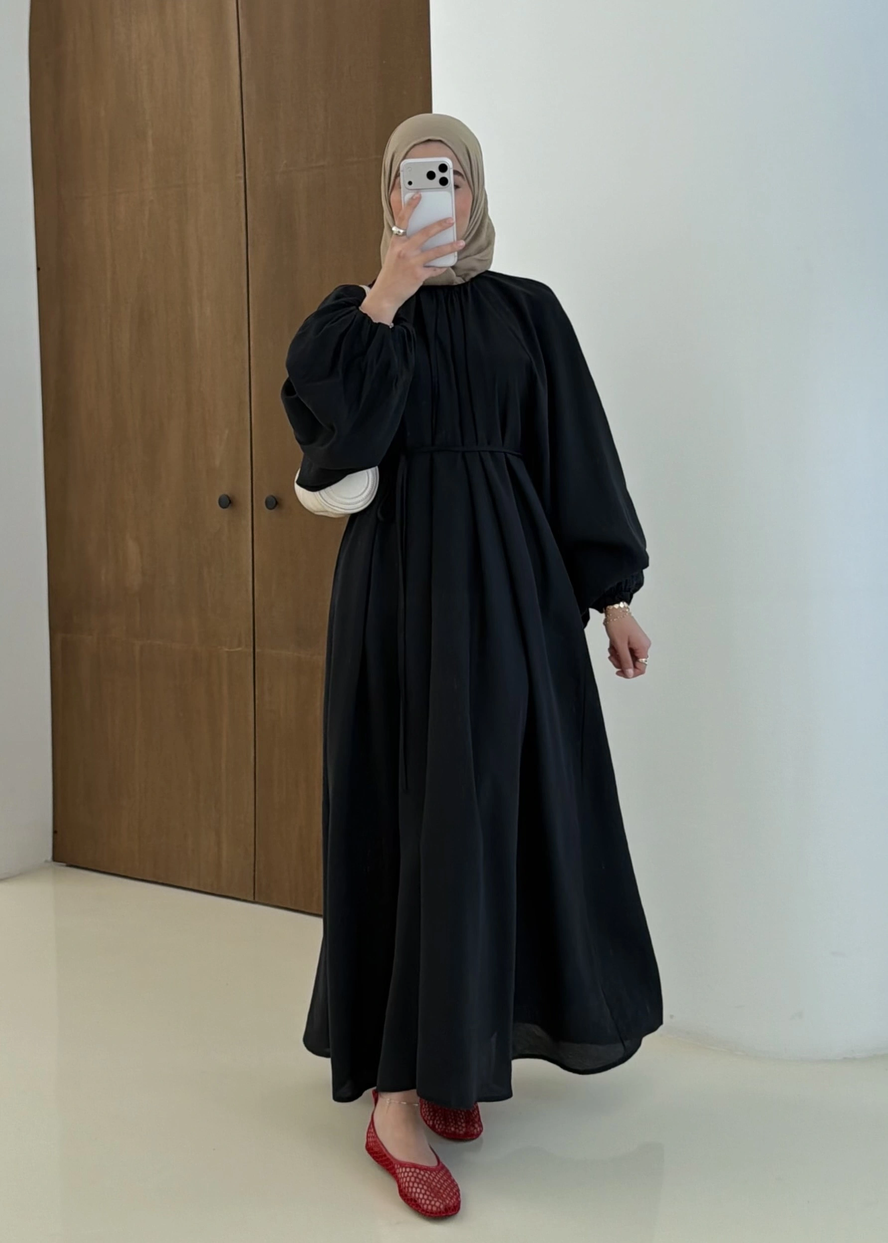 1903 BALON KOL ELBİSE SİYAH