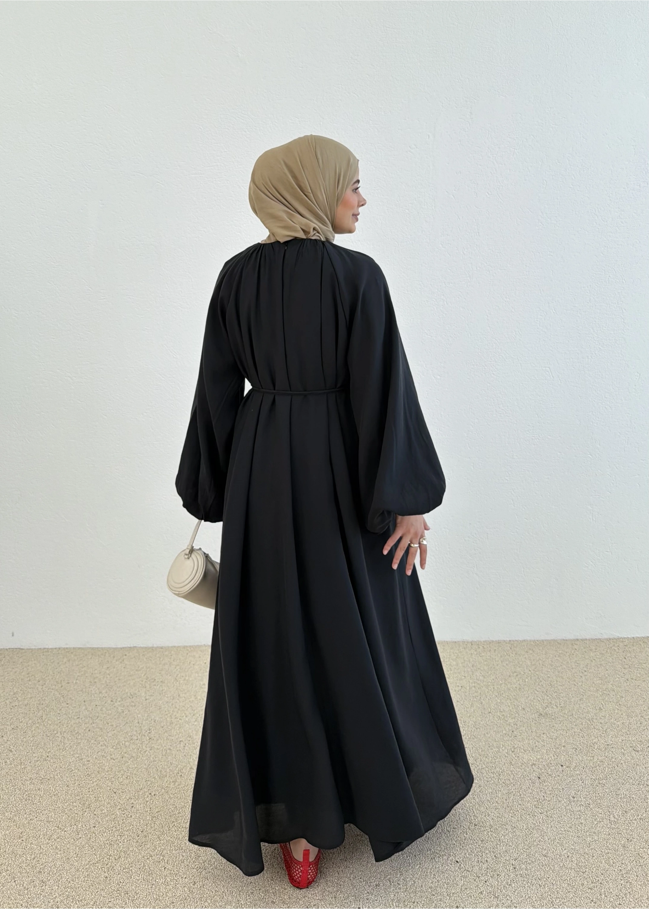 1903 BALON KOL ELBİSE SİYAH