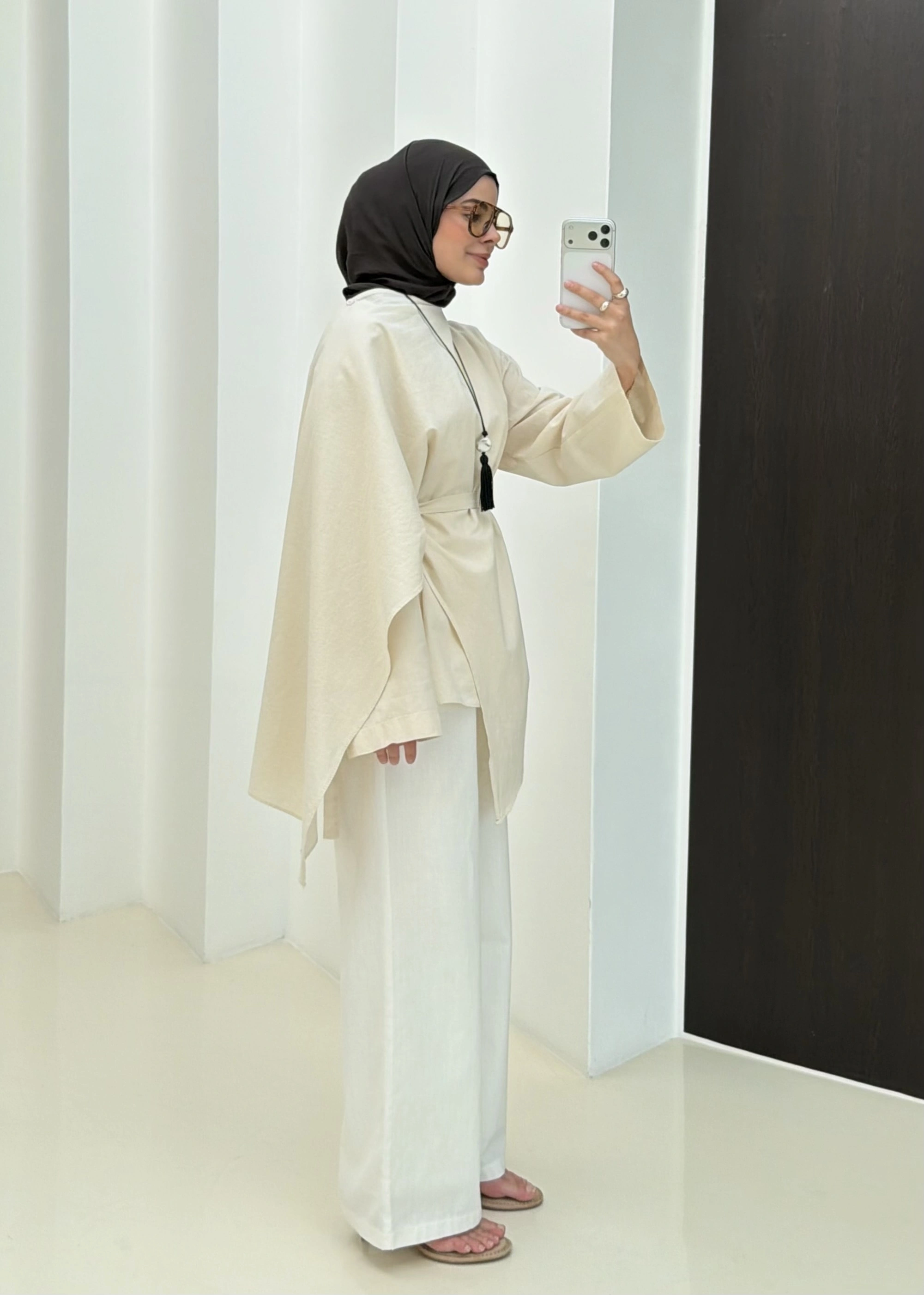 5479 FULAR DTY KETEN TUNİK NATURAL