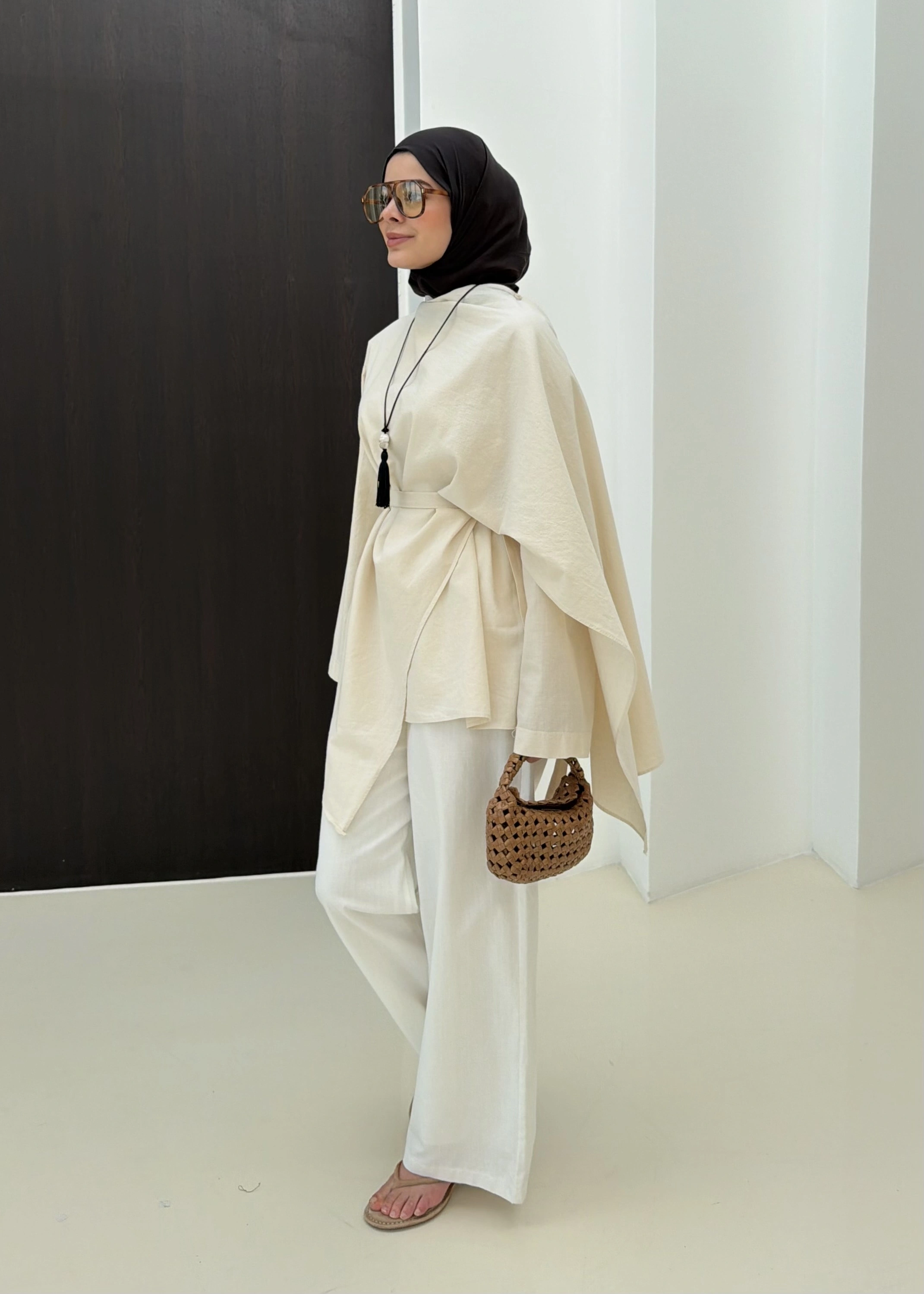 5479 FULAR DTY KETEN TUNİK NATURAL