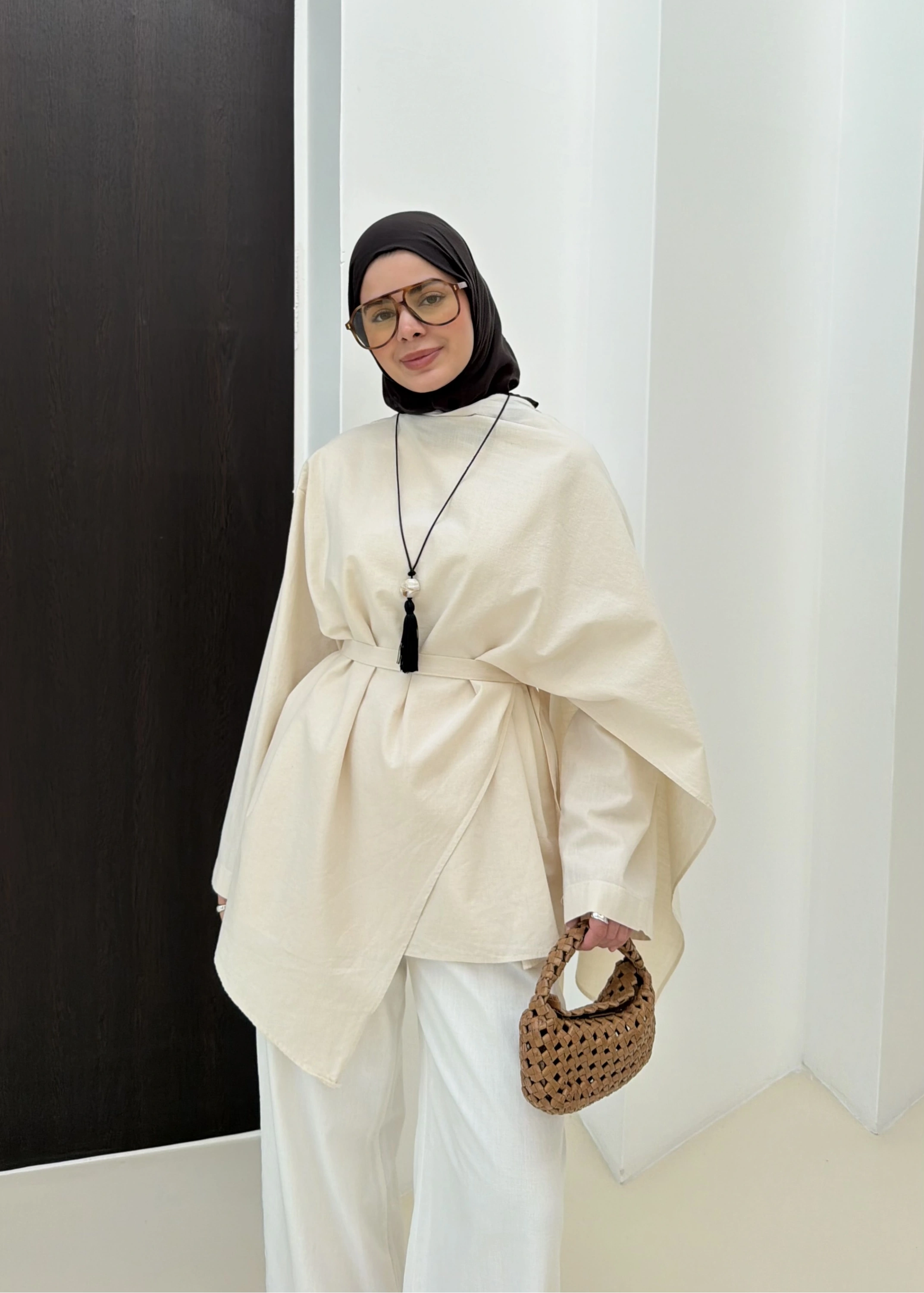 5479 FULAR DTY KETEN TUNİK NATURAL
