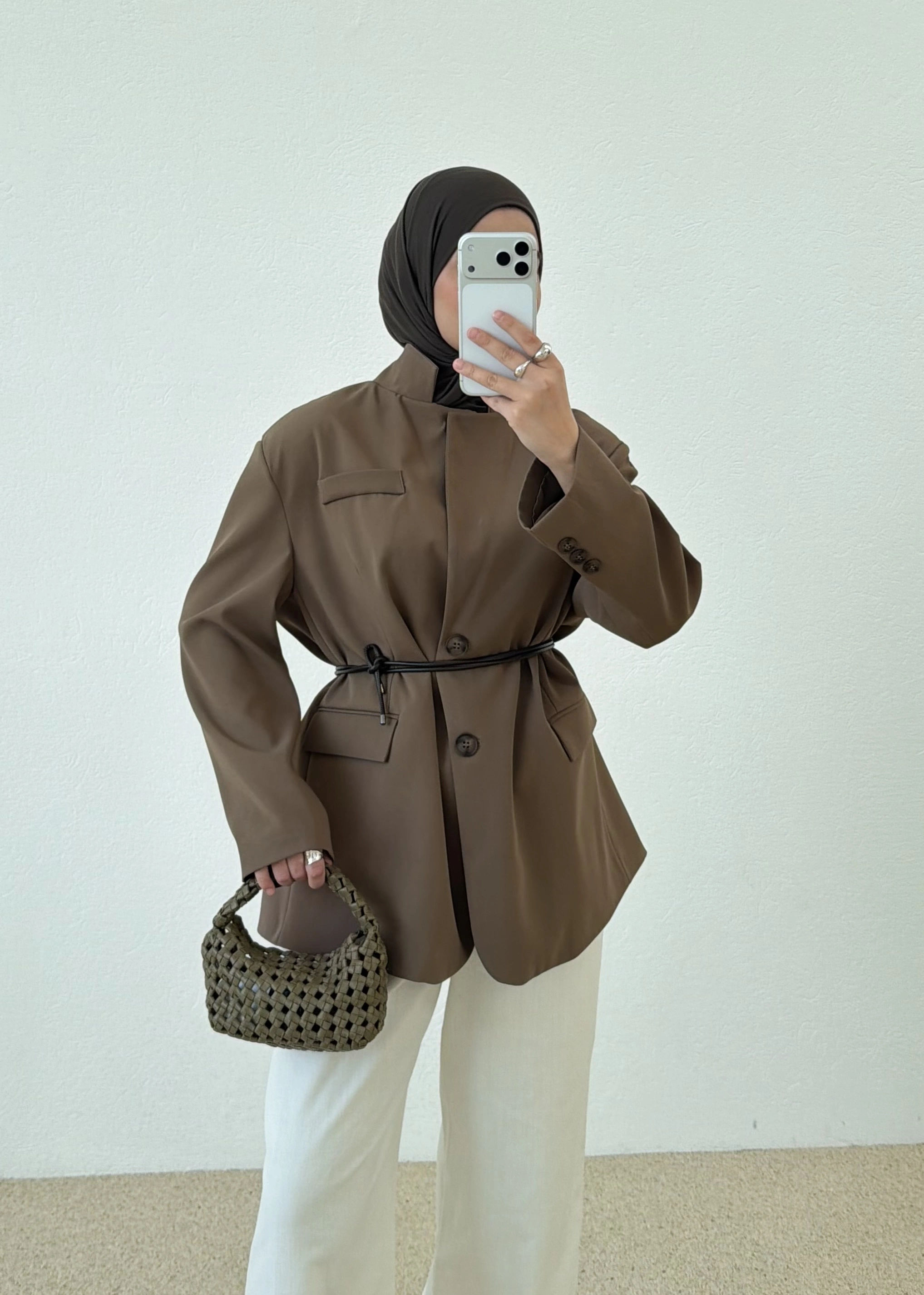 7437 Oversize Premium Astarlı Blazer__ HAKİ