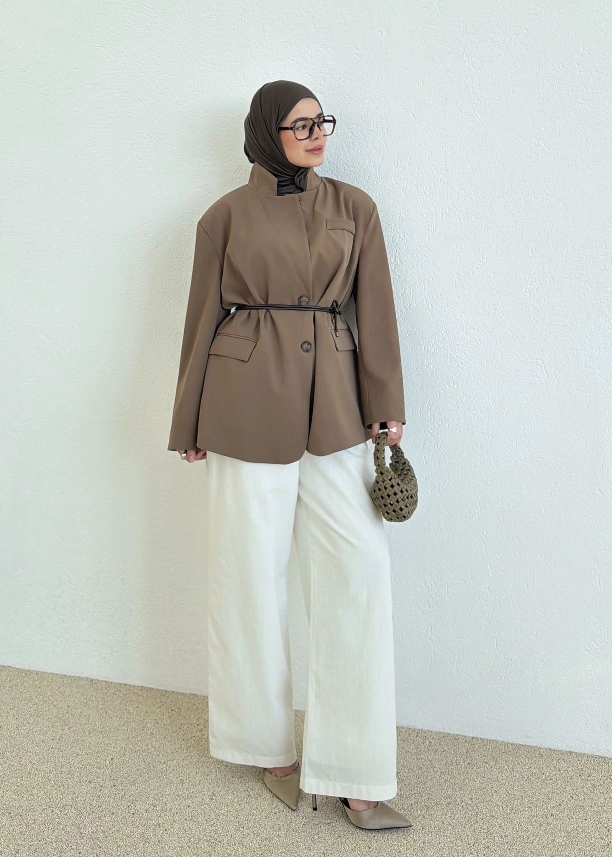 7437 Oversize Premium Astarlı Blazer__ HAKİ