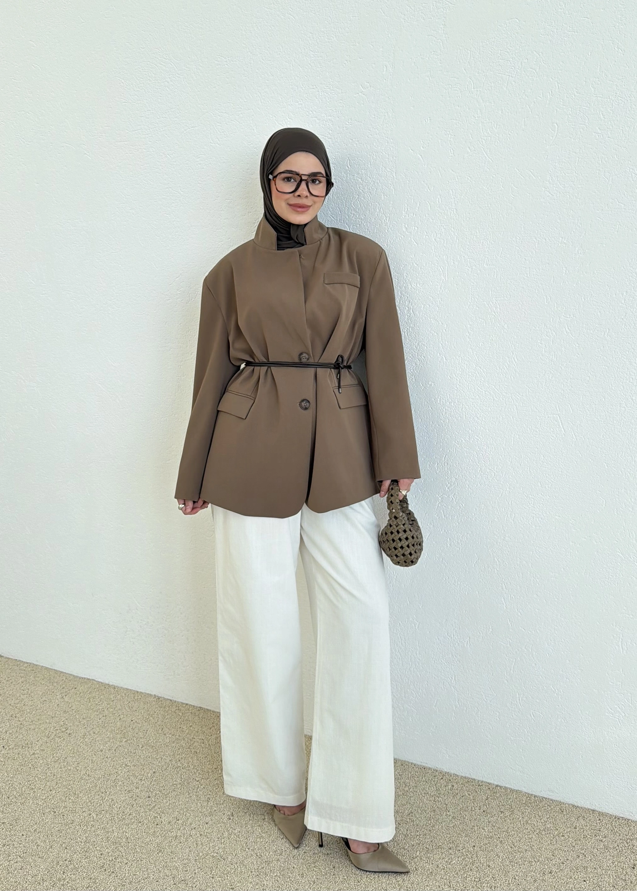7437 Oversize Premium Astarlı Blazer__ HAKİ