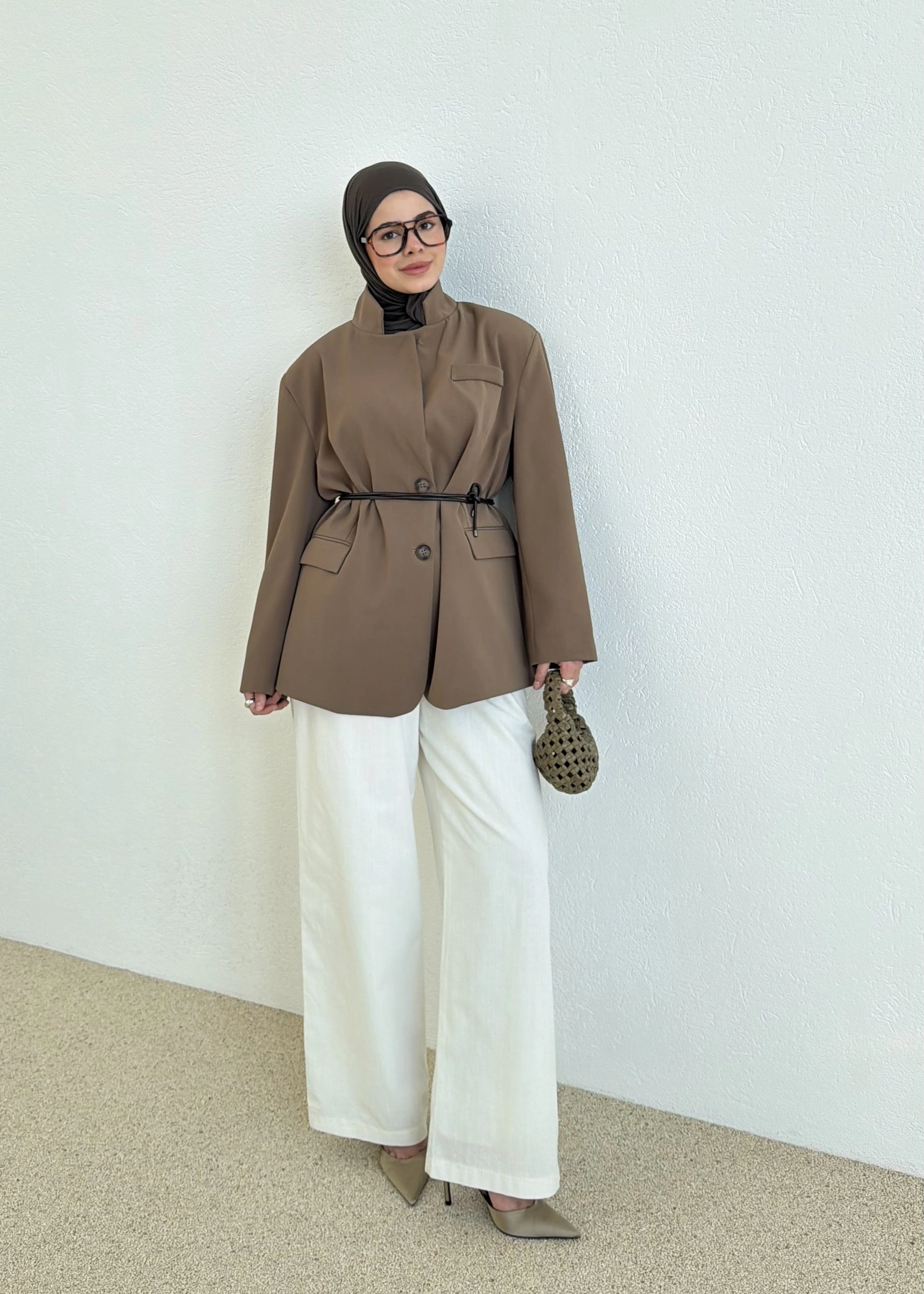 7437 Oversize Premium Astarlı Blazer__ HAKİ