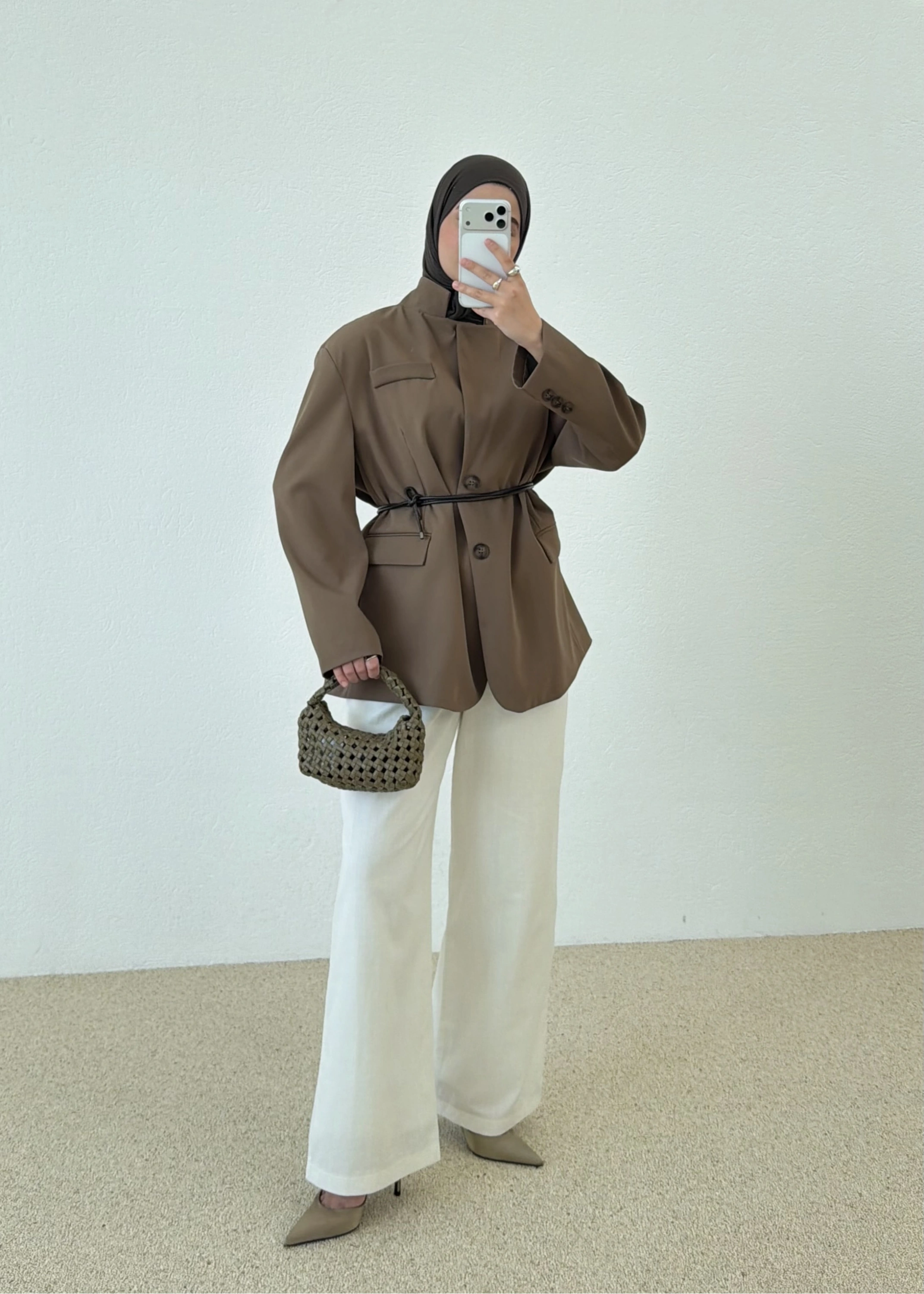 7437 Oversize Premium Astarlı Blazer__ HAKİ