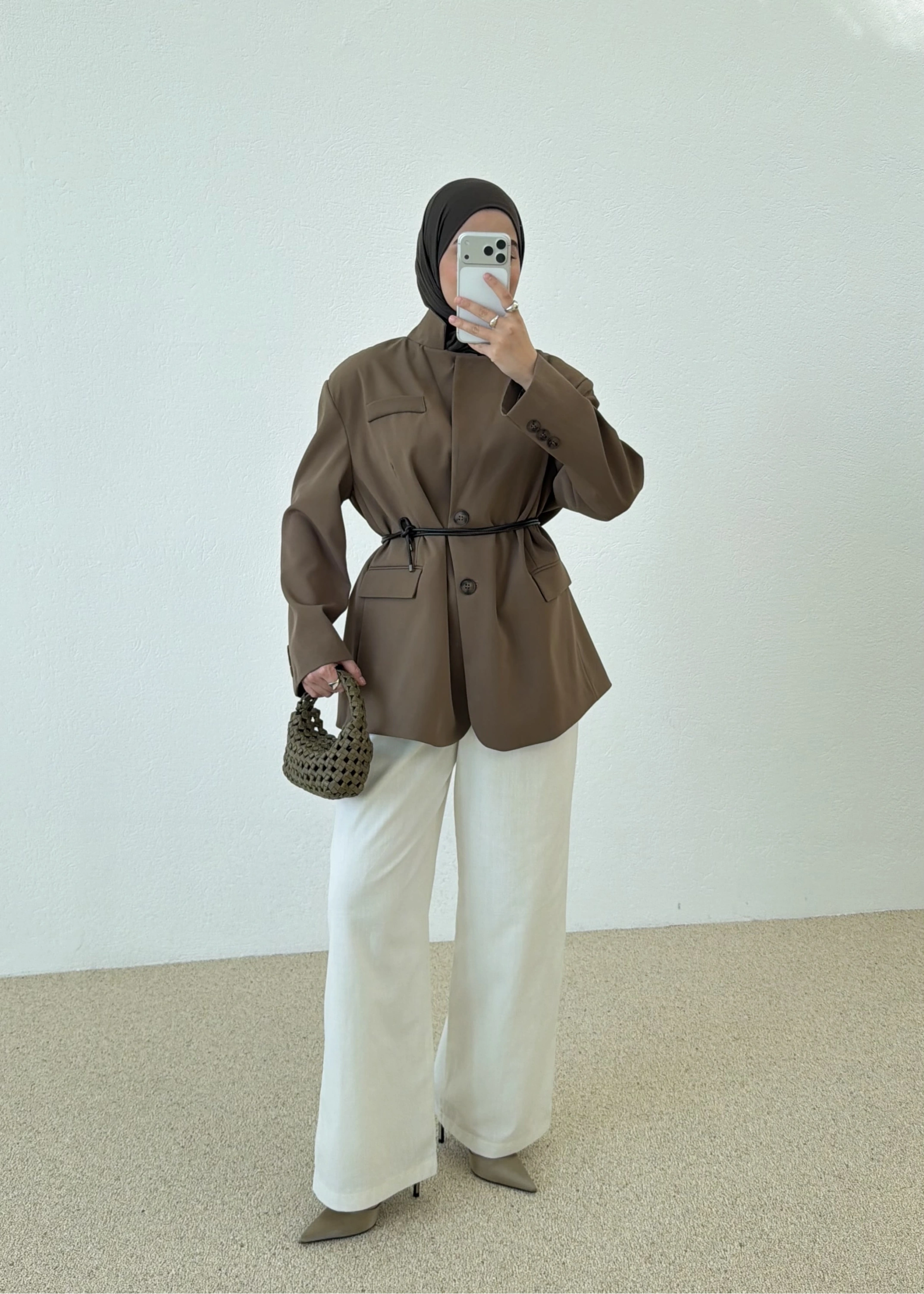 7437 Oversize Premium Astarlı Blazer__ HAKİ