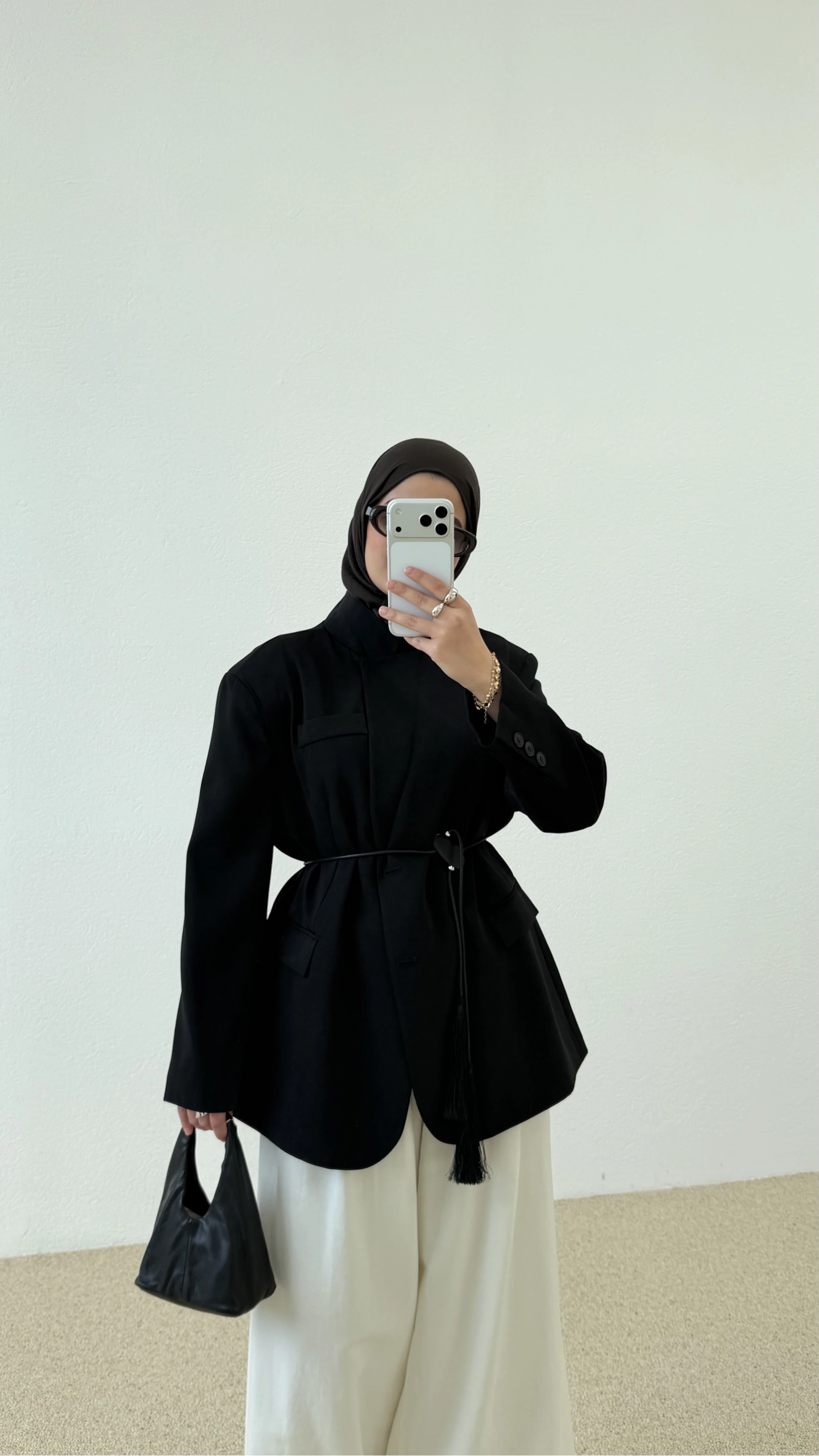 7437 Oversize Premium Astarlı Blazer__ SİYAH