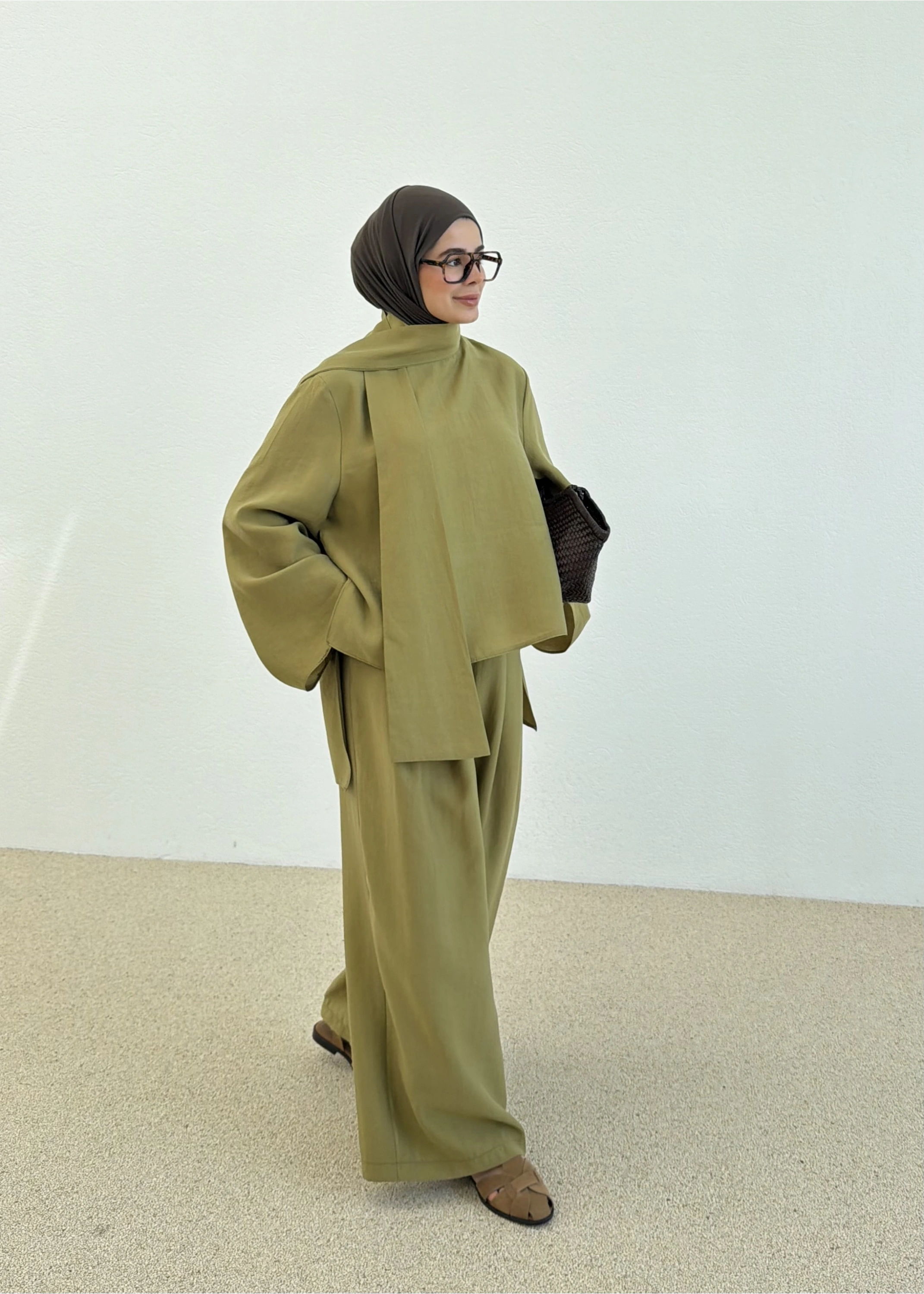 7143 PALAZZO İKİLİ TAKIM Olive green
