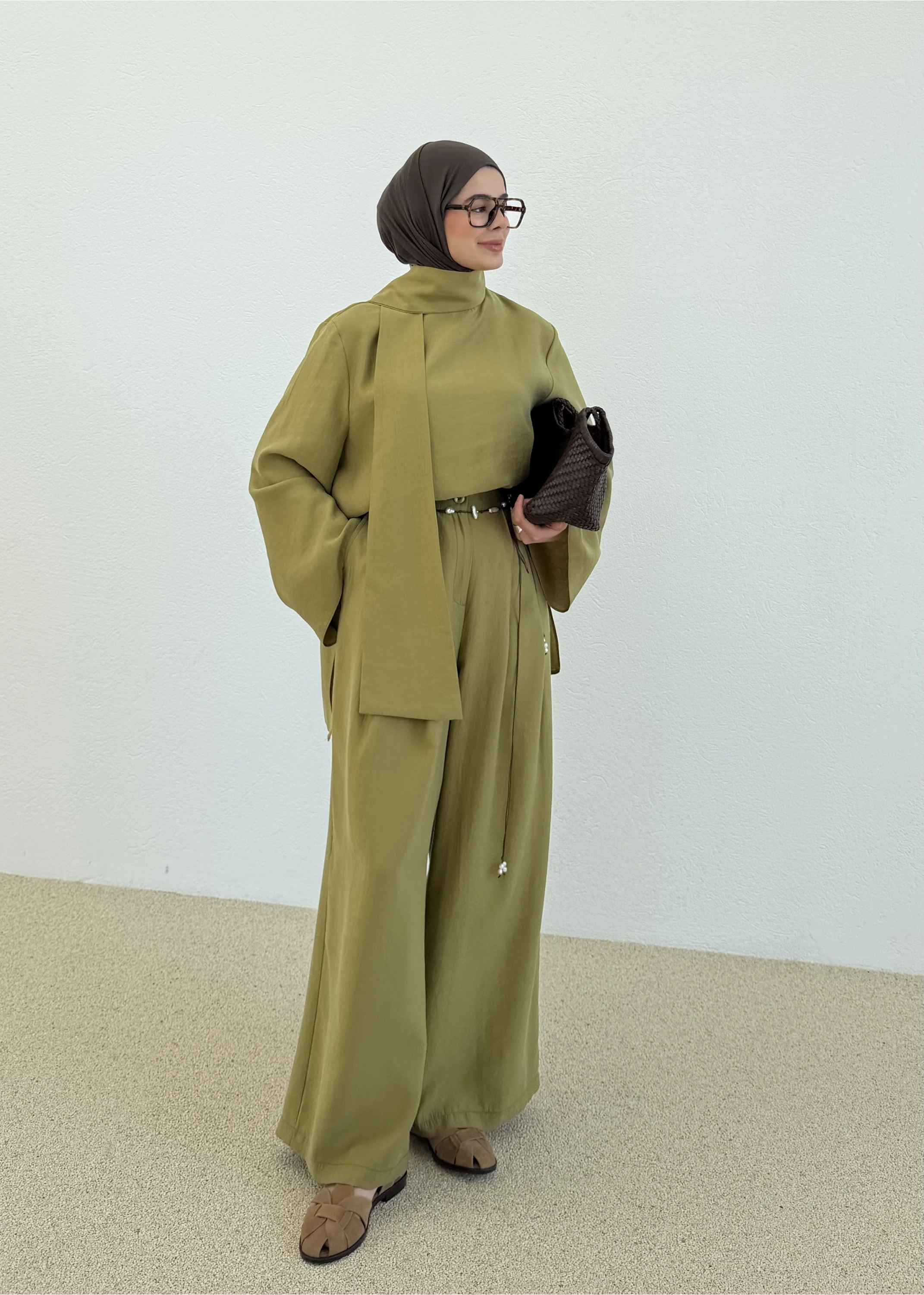 7143 PALAZZO İKİLİ TAKIM Olive green