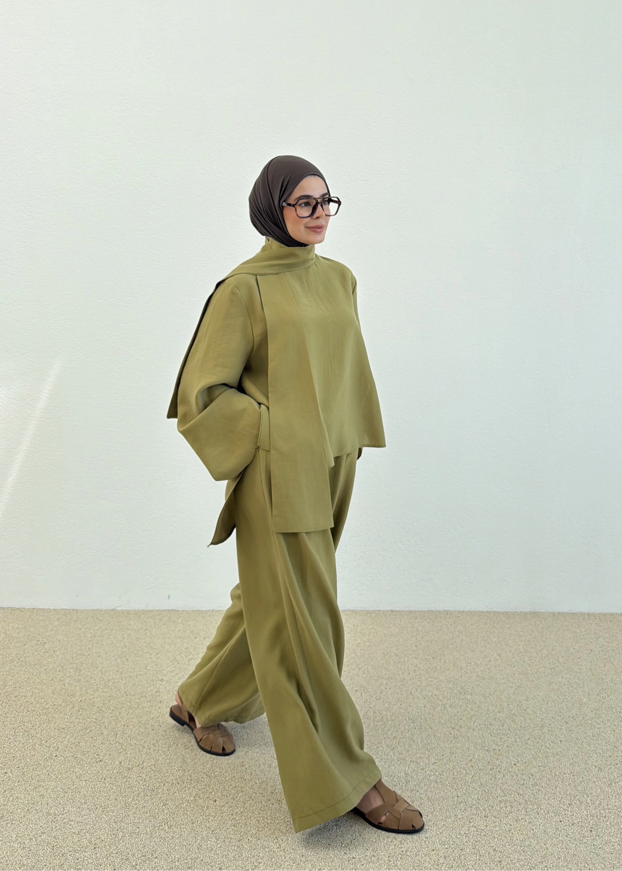 7143 PALAZZO İKİLİ TAKIM Olive green