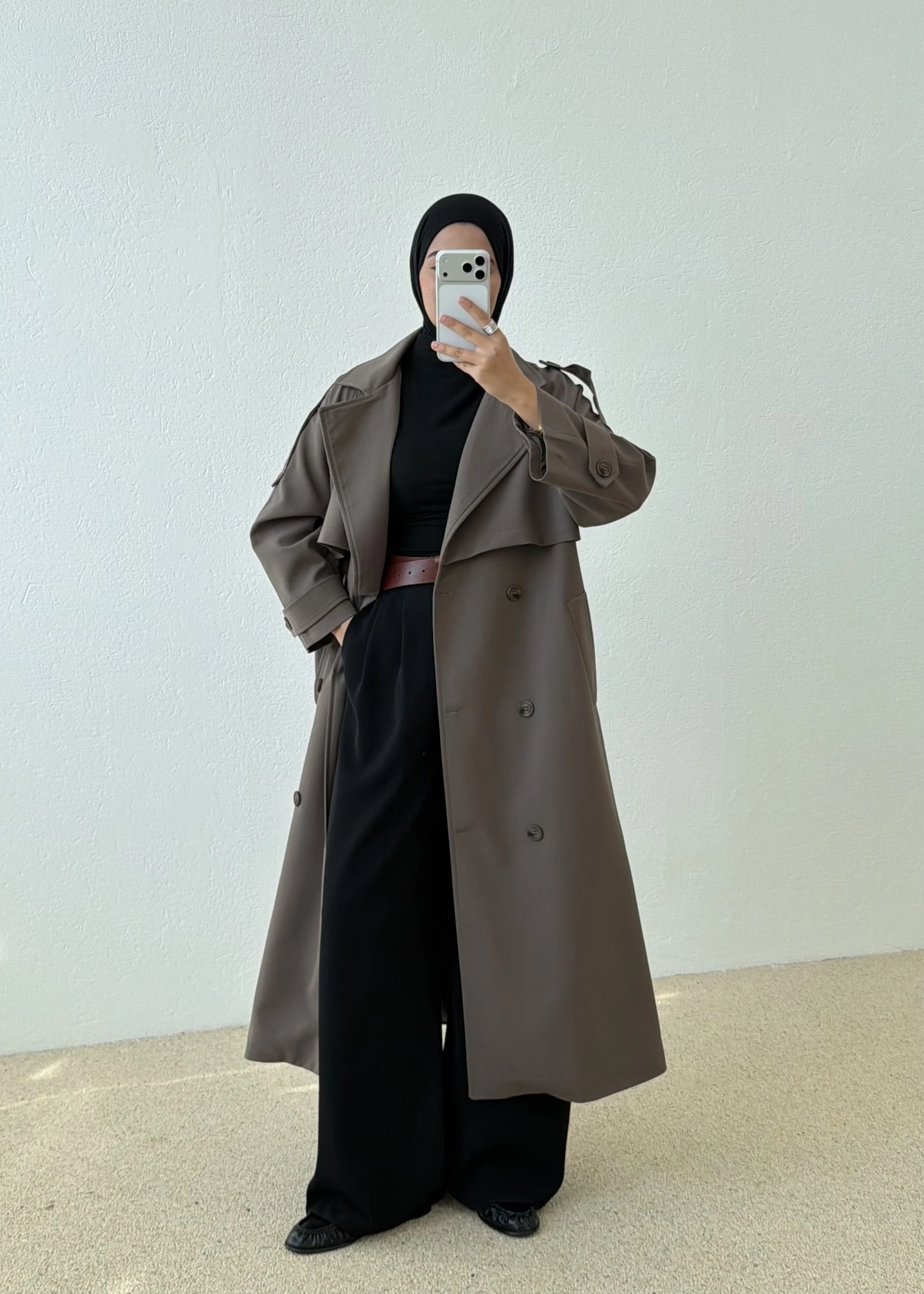 7589 PREMİUM POLEVİSKON UZU TRENÇKOT VİZON
