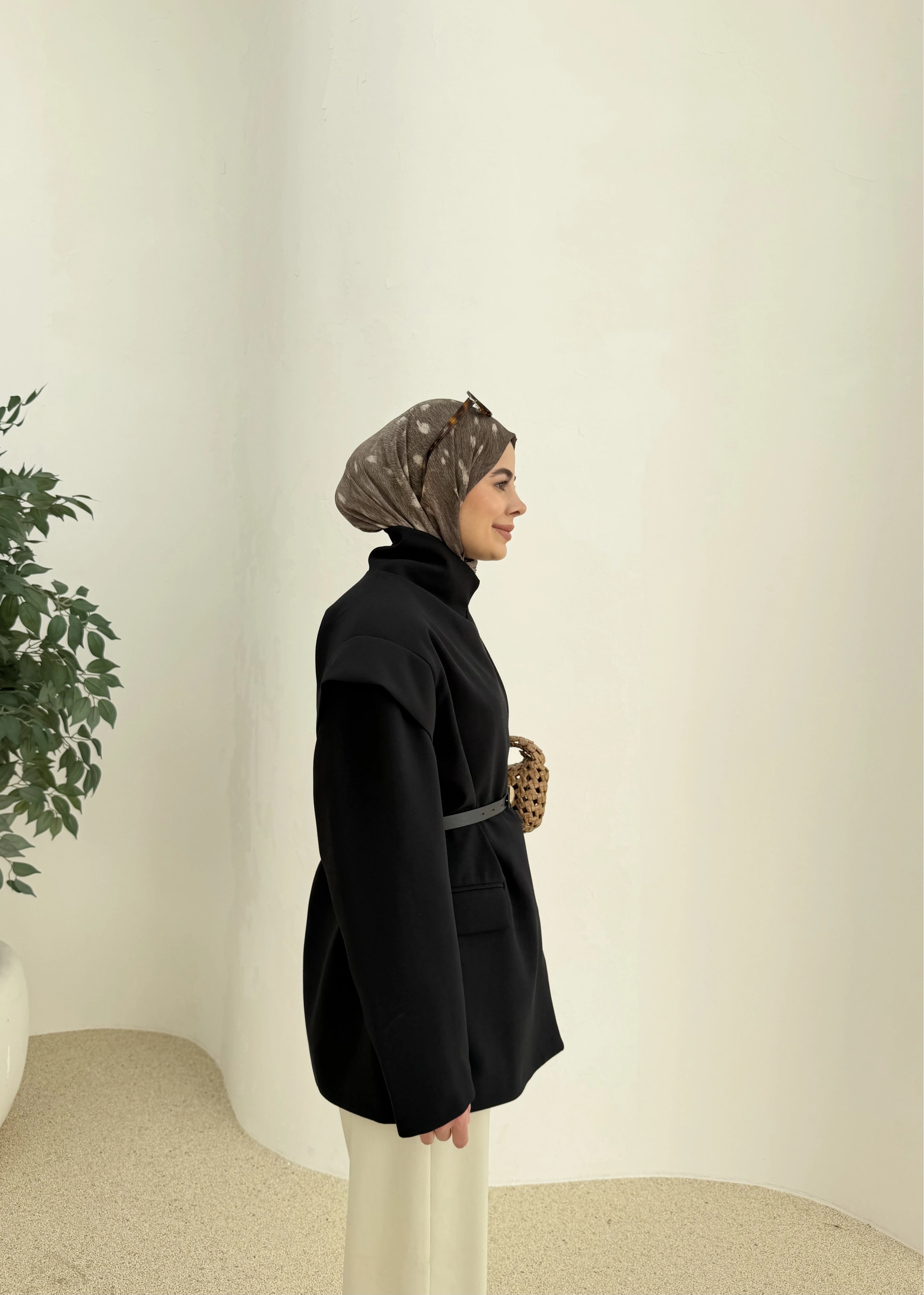 7637 KOL DETAY OVERSİZE CEKET SİYAH