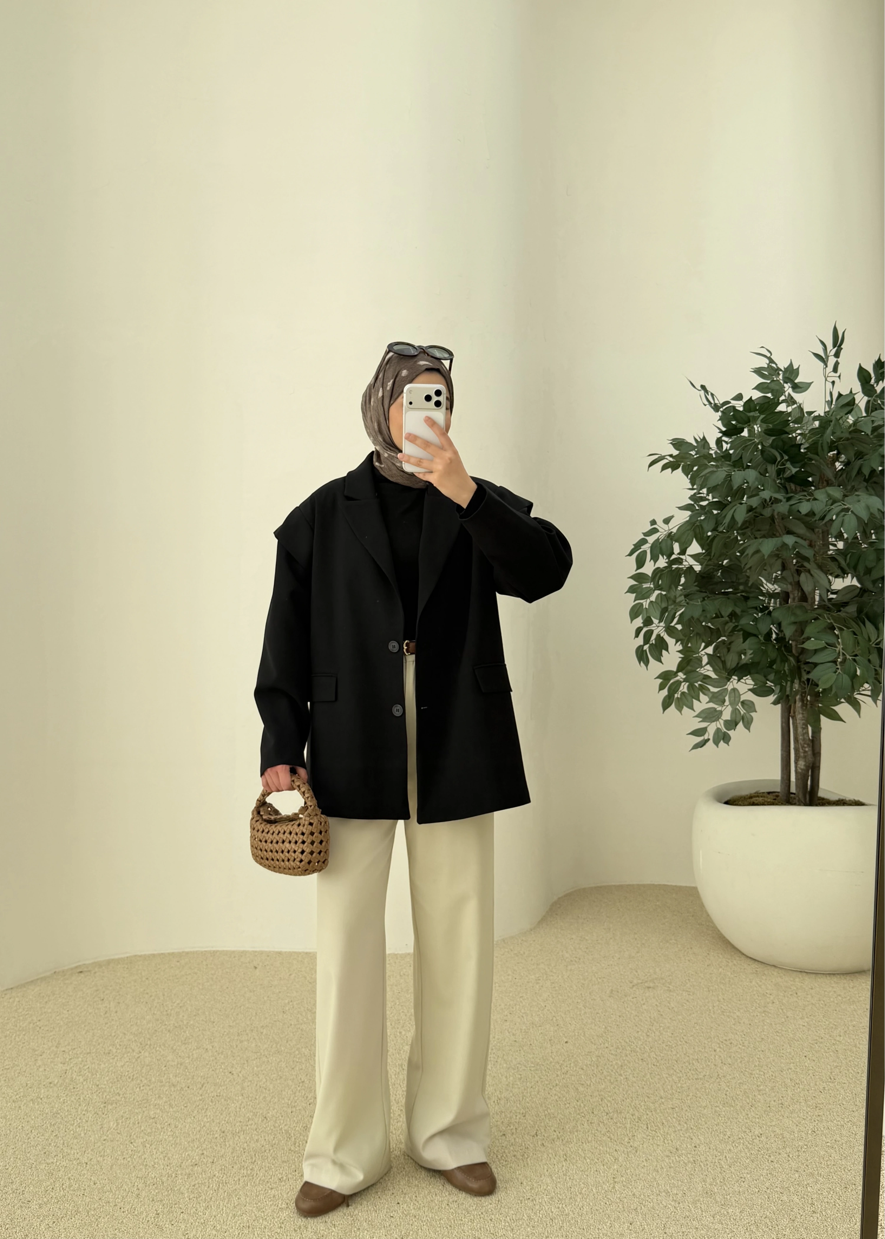 7637 KOL DETAY OVERSİZE CEKET SİYAH