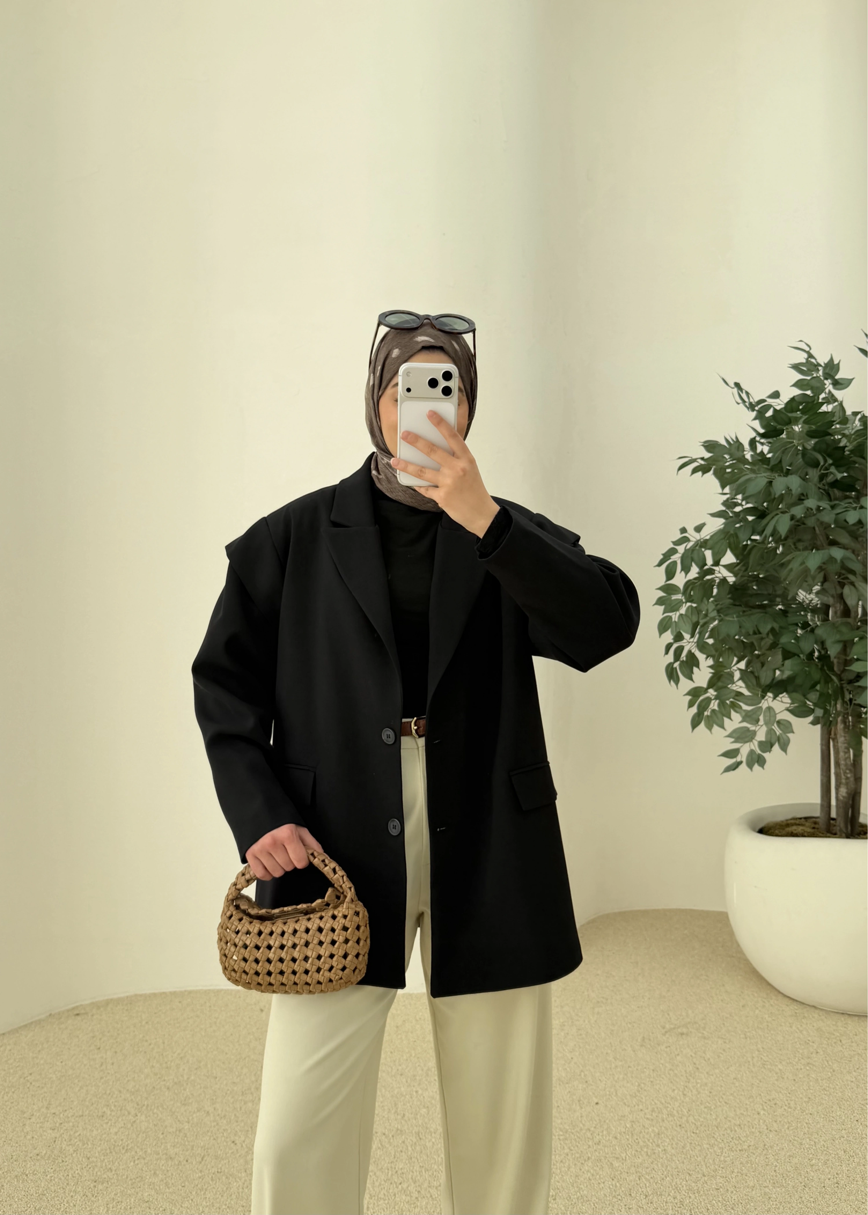 7637 KOL DETAY OVERSİZE CEKET SİYAH