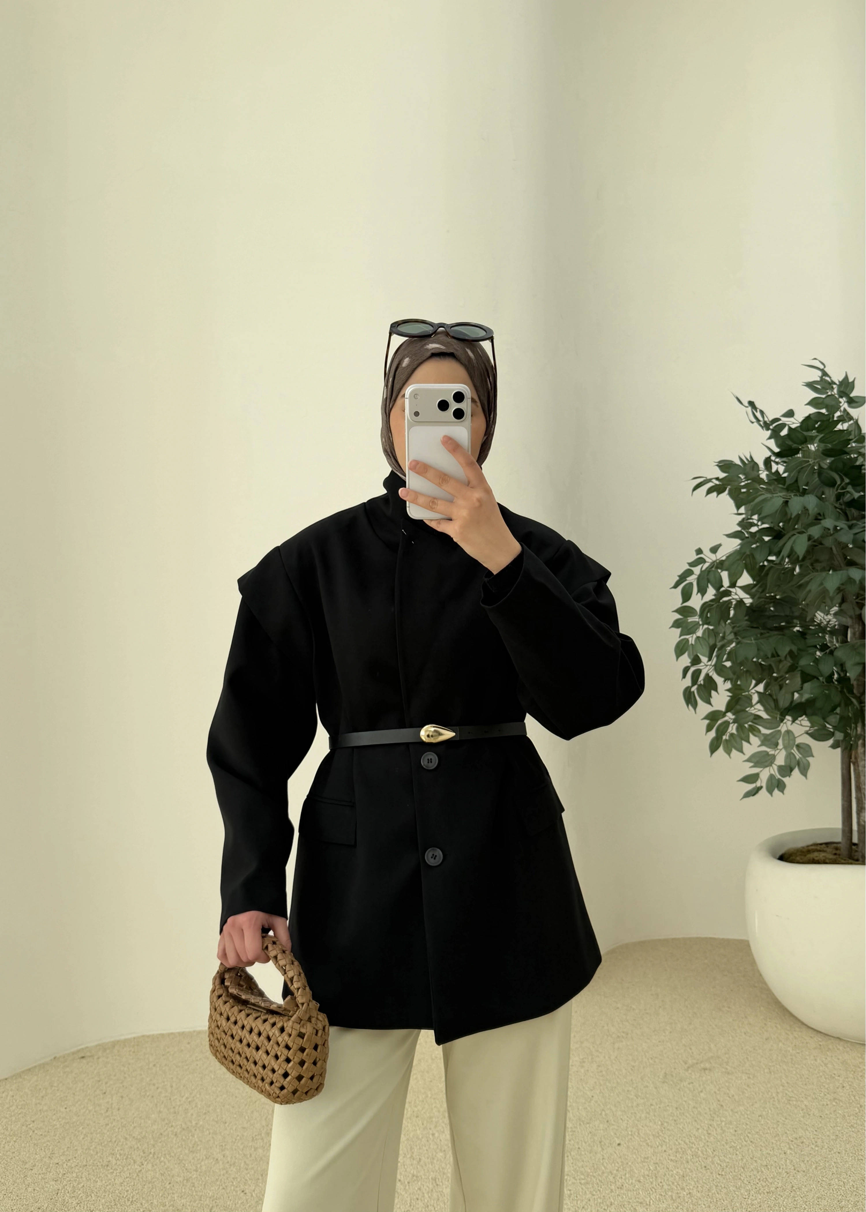 7637 KOL DETAY OVERSİZE CEKET SİYAH