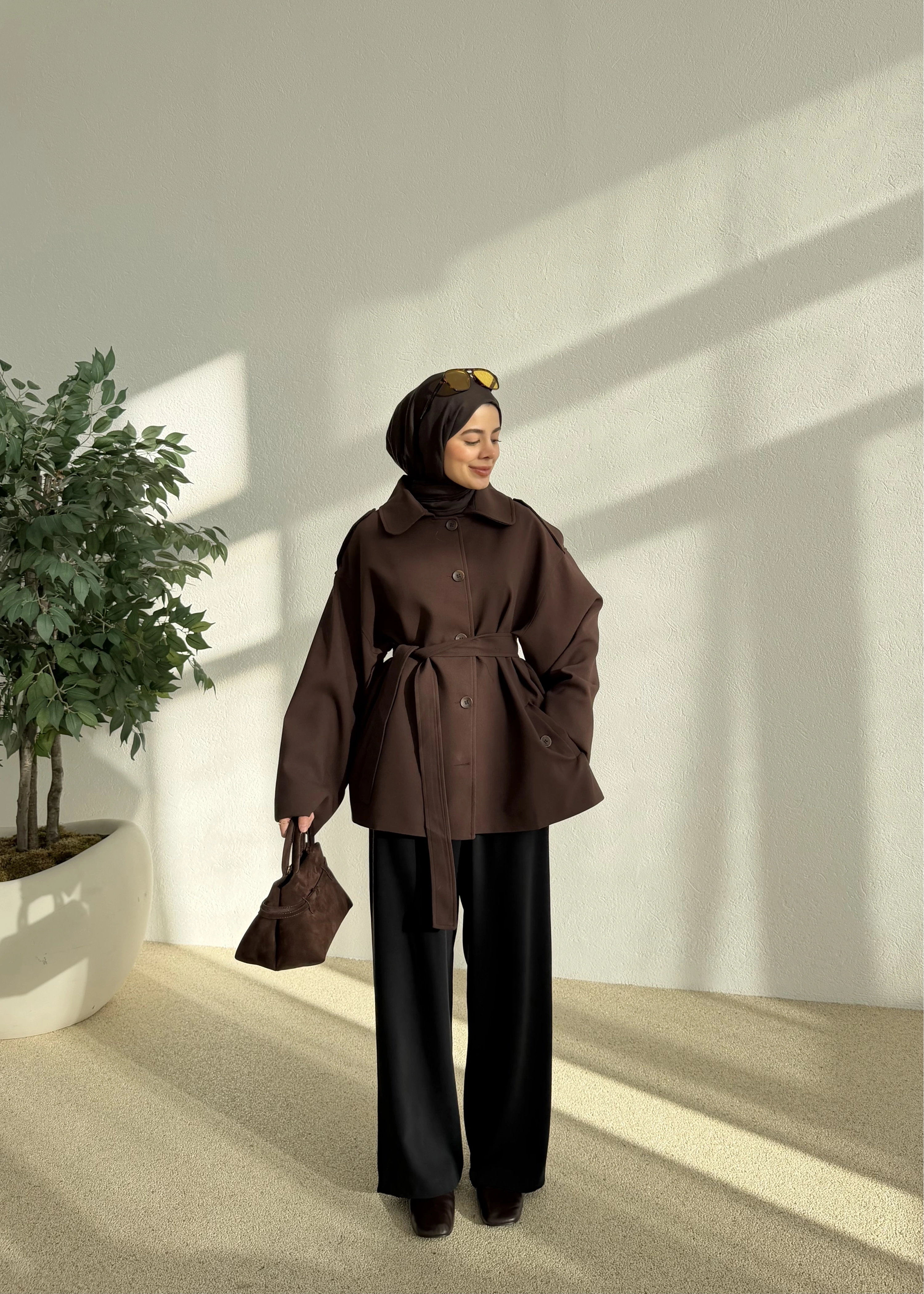 7651 MERİ TRENÇ KAHVE