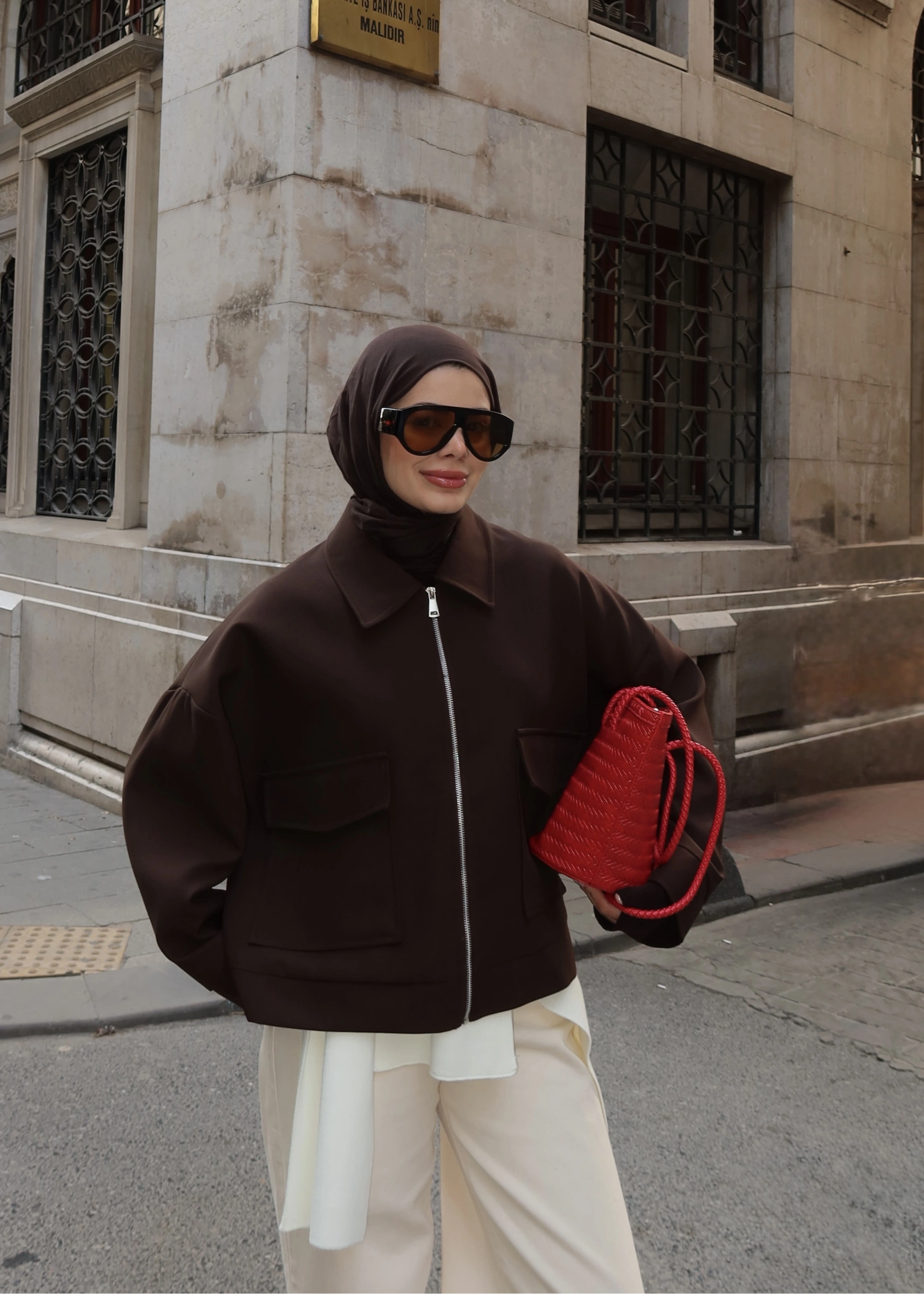 7670 BOMBER CEKET ACI KAHVE