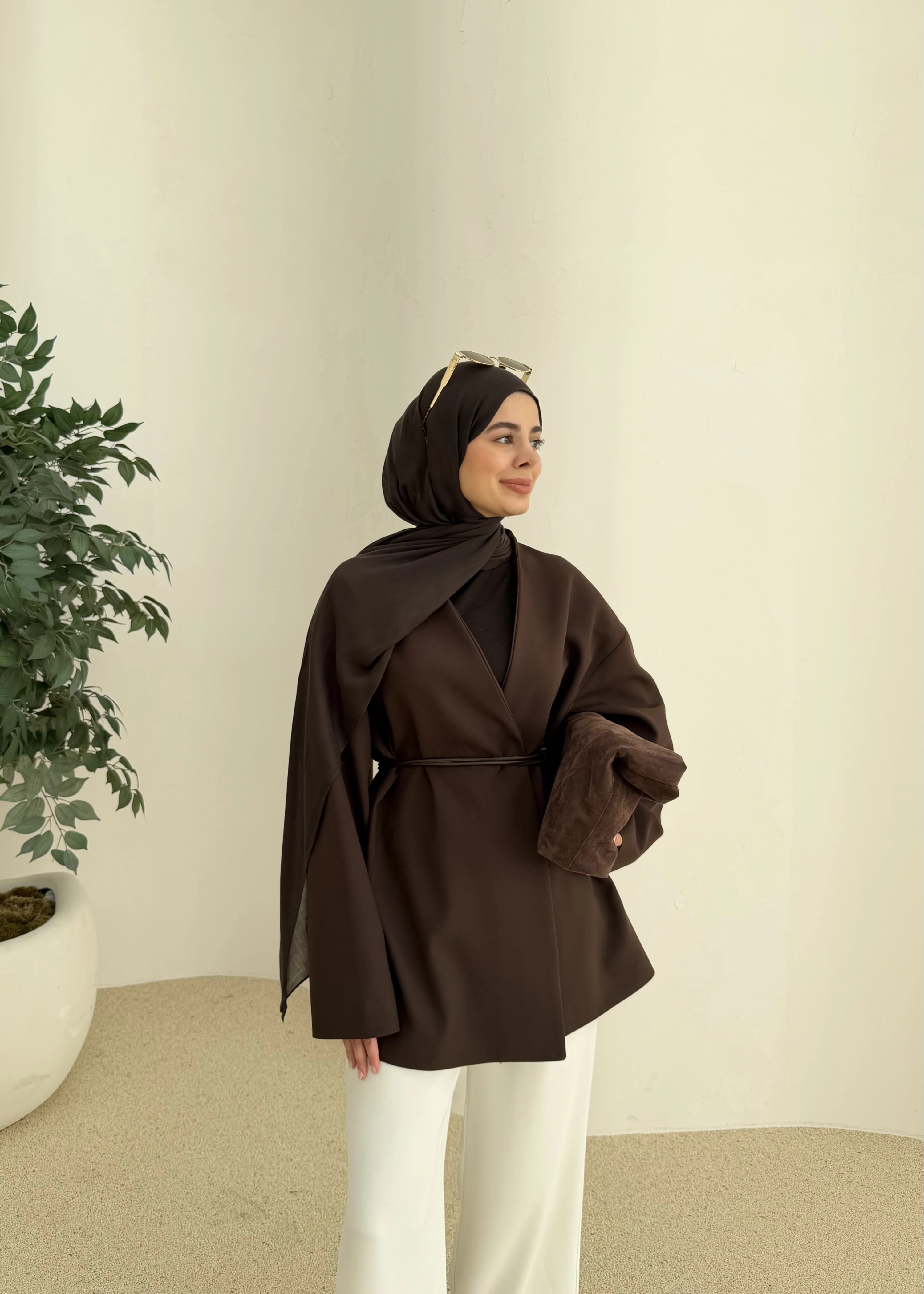 7673 POLEVİSKON CEKET KAHVE